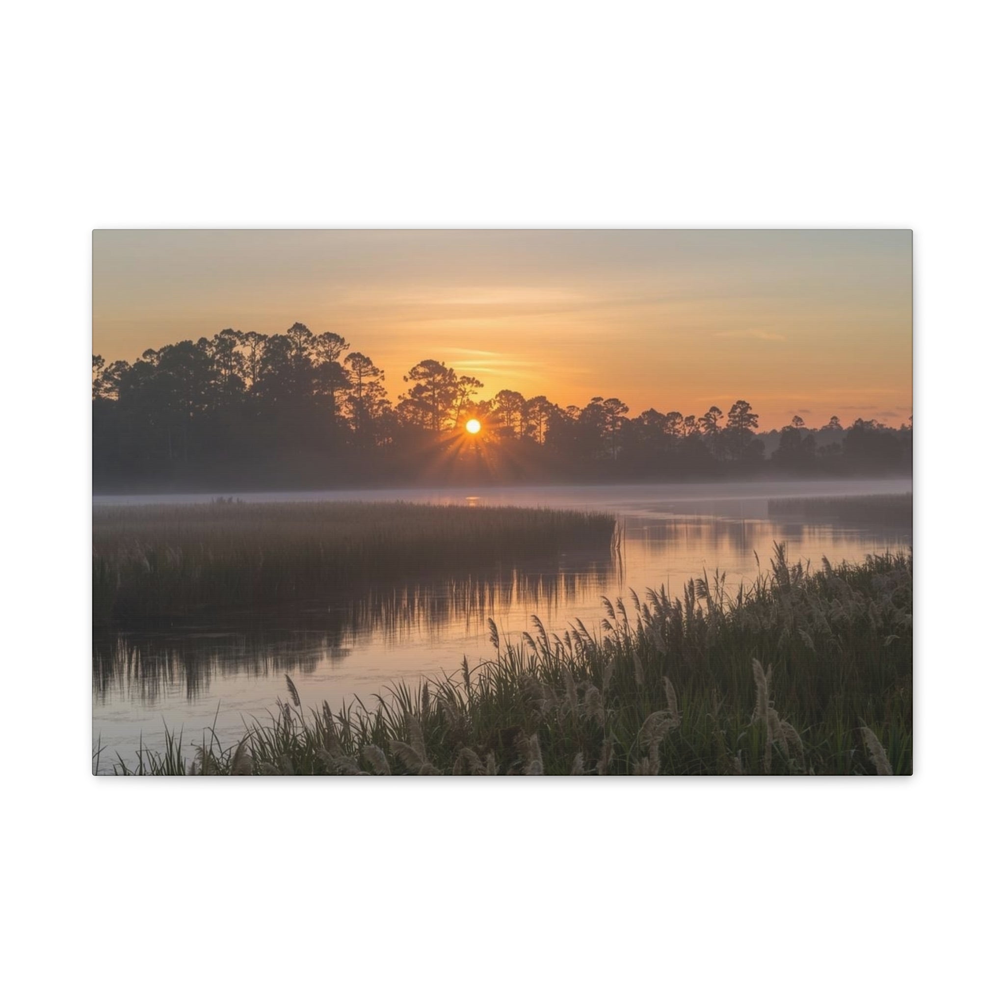 Sunrise Marsh Canvas Print — Tranquil Wetlands Wall Art
