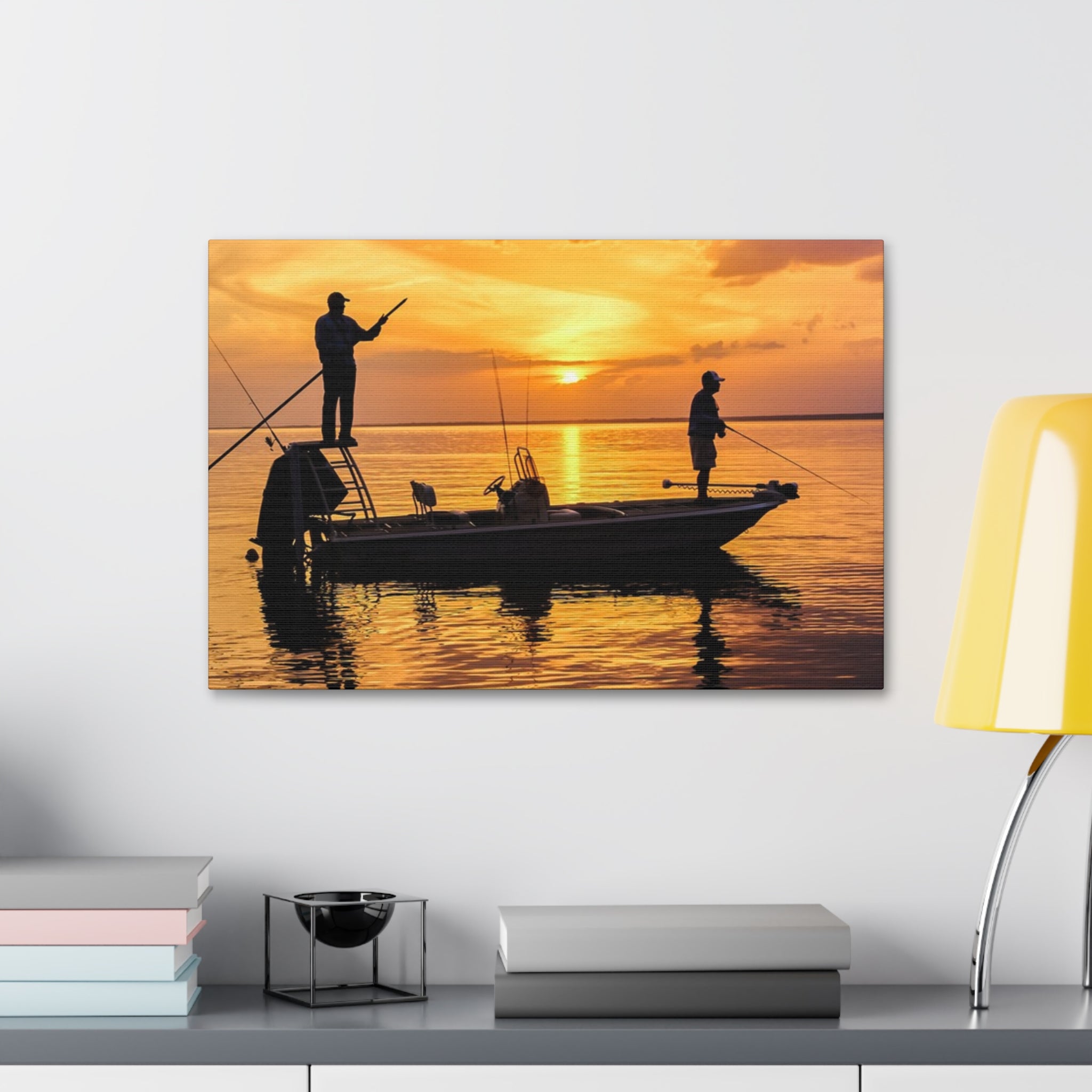 Sunset Fishing Canvas Print – Stretched 1.5" Wall Art
