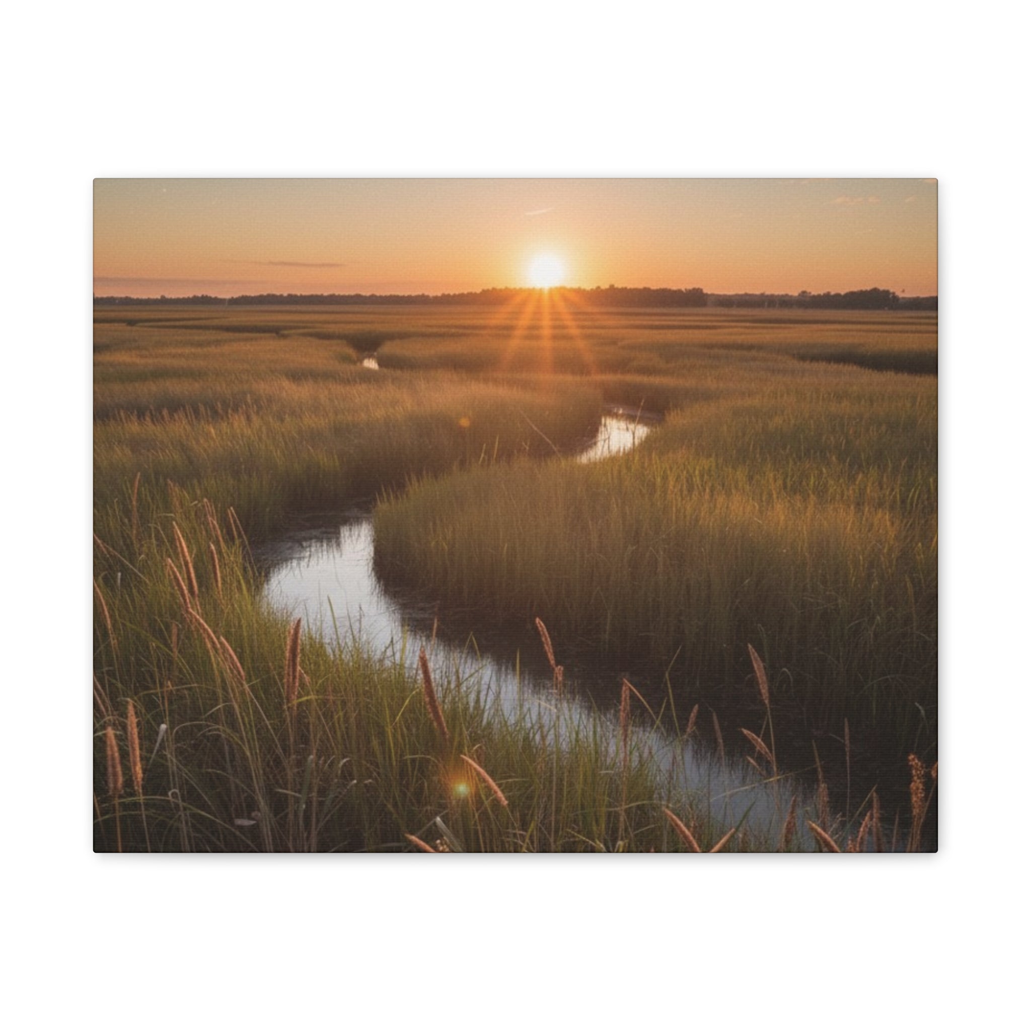 Sunset Marsh Canvas Print — Serene Coastal Landscape Wall Art