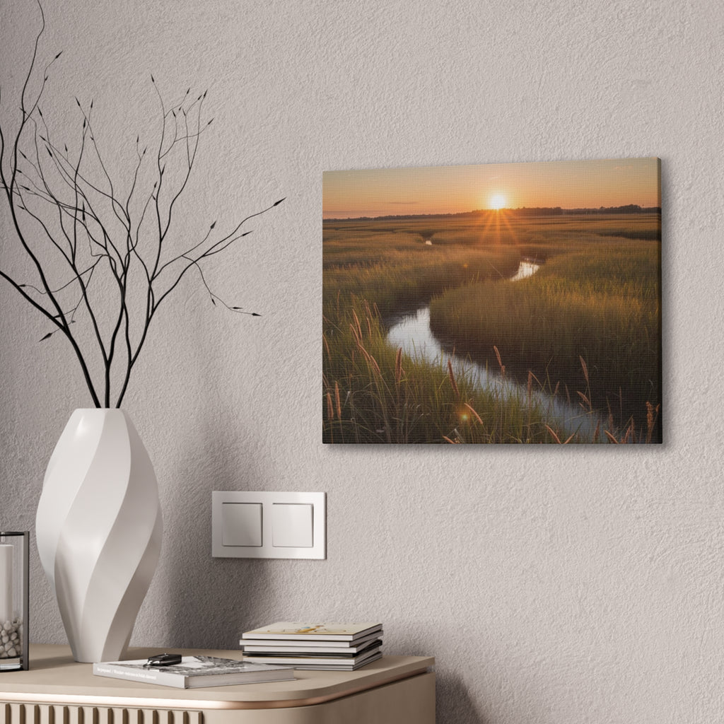 Sunset Marsh Canvas Print — Serene Coastal Landscape Wall Art