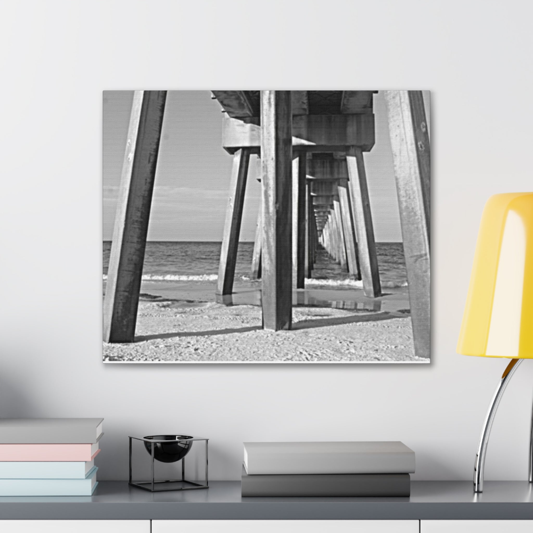 Pier Underboard Black & White Canvas Print