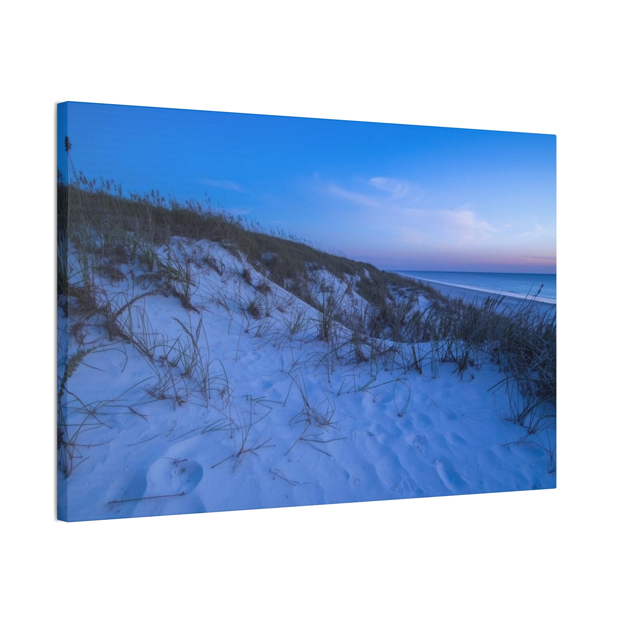 Blue Dune Beach Canvas Print — Serene Coastal Wall Art