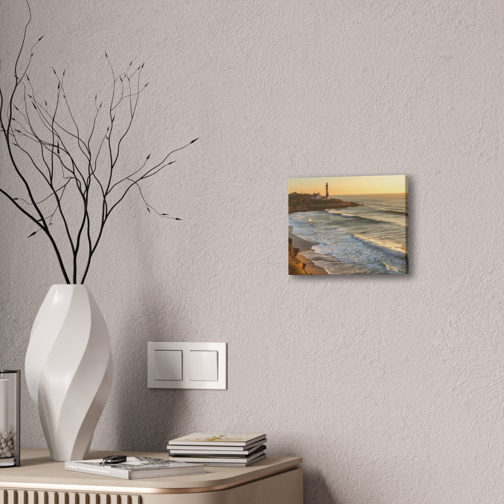 Coastal Lighthouse Sunrise Canvas Wall Art — Ocean Waves Seascape Print
