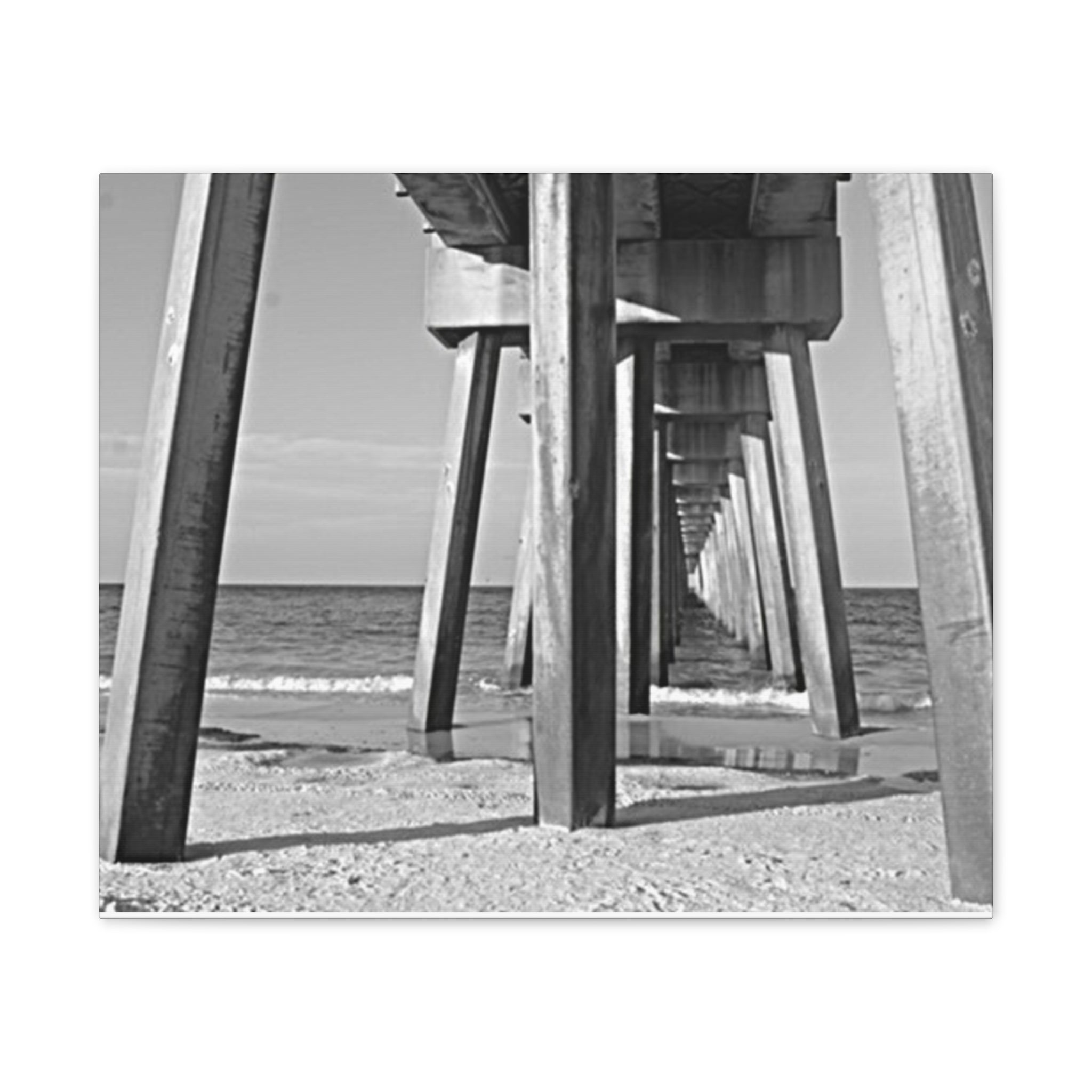 Pier Underboard Black & White Canvas Print