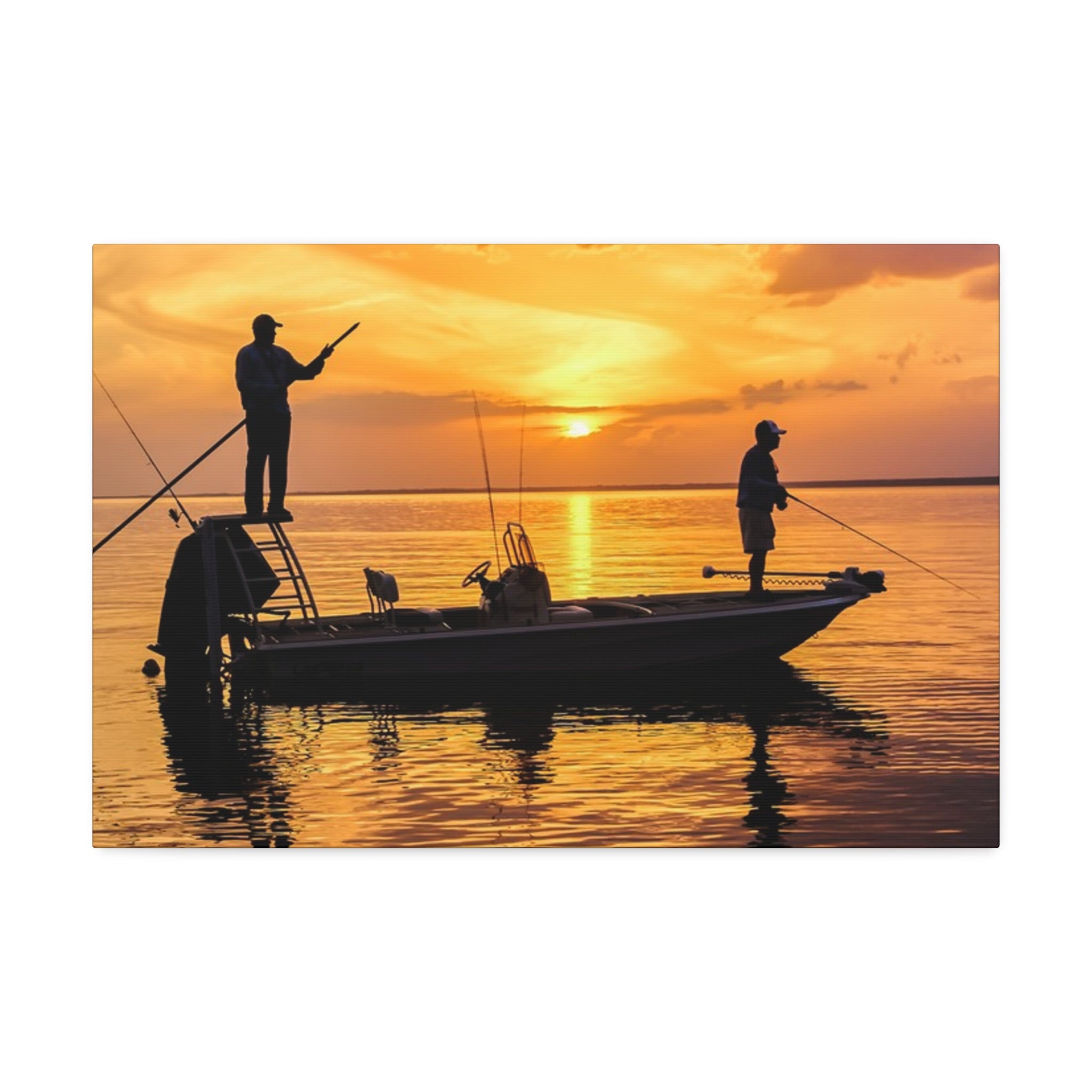 Sunset Fishing Canvas Print – Stretched 1.5" Wall Art