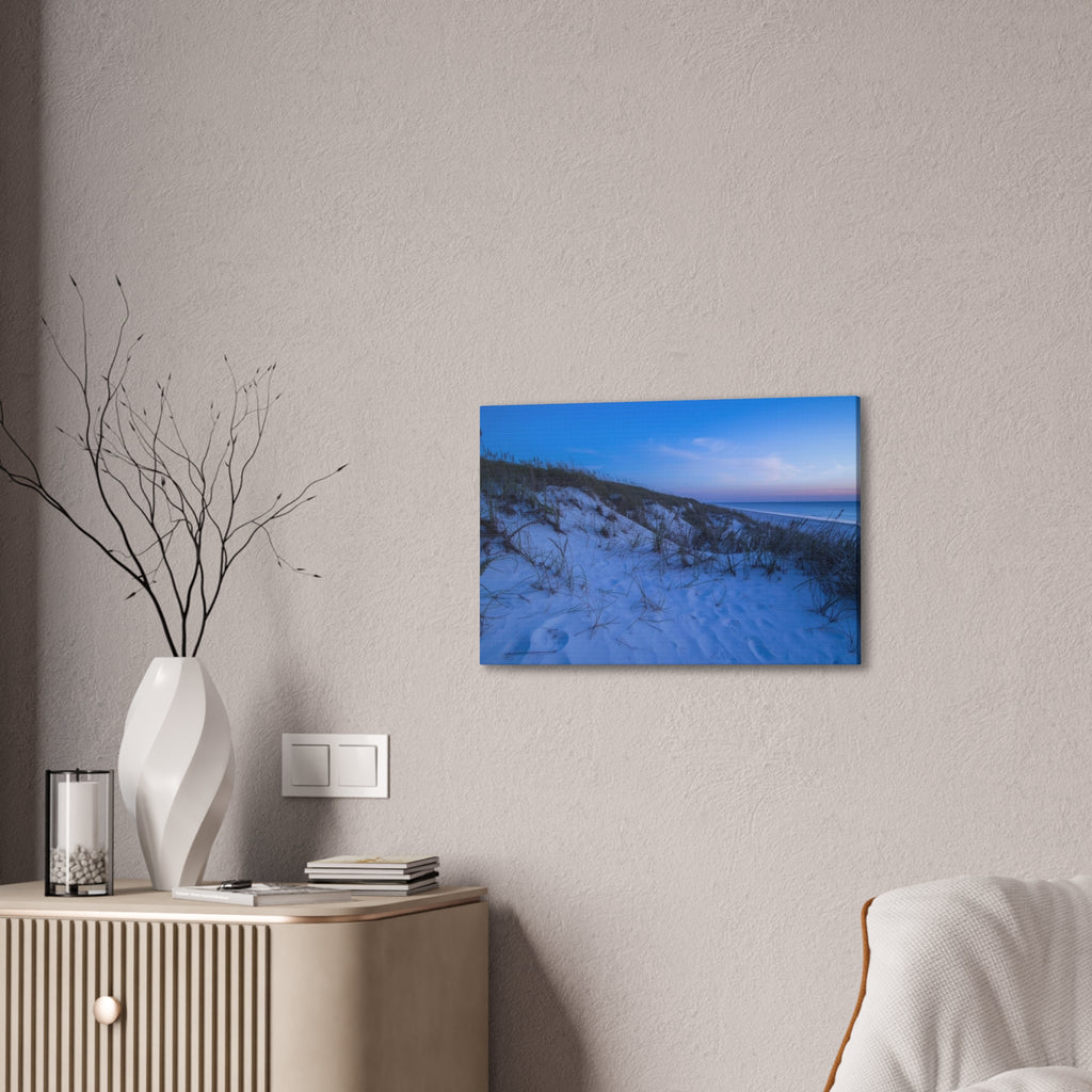 Blue Dune Beach Canvas Print — Serene Coastal Wall Art
