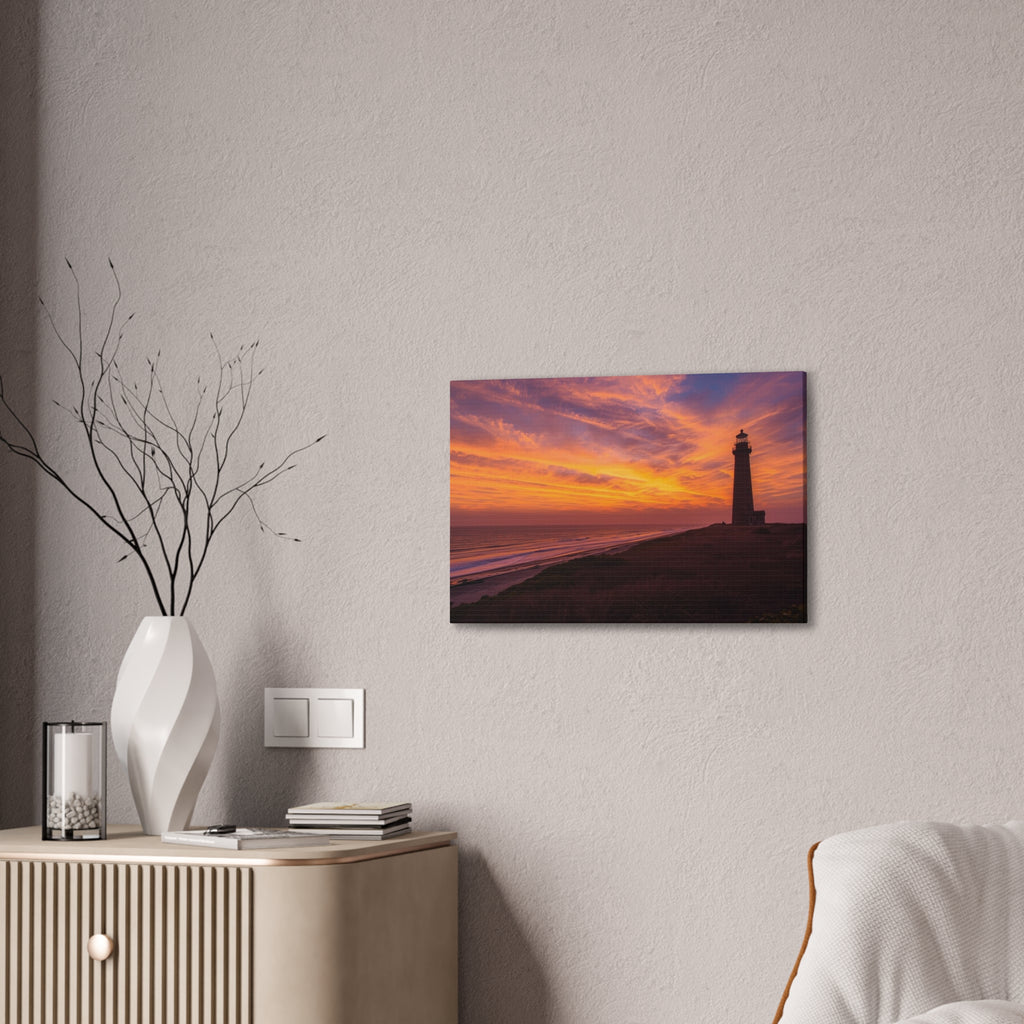 Sunset Lighthouse Canvas Print — Coastal Wall Art