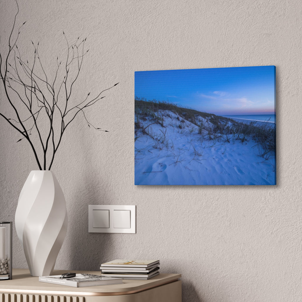 Blue Dune Beach Canvas Print — Serene Coastal Wall Art