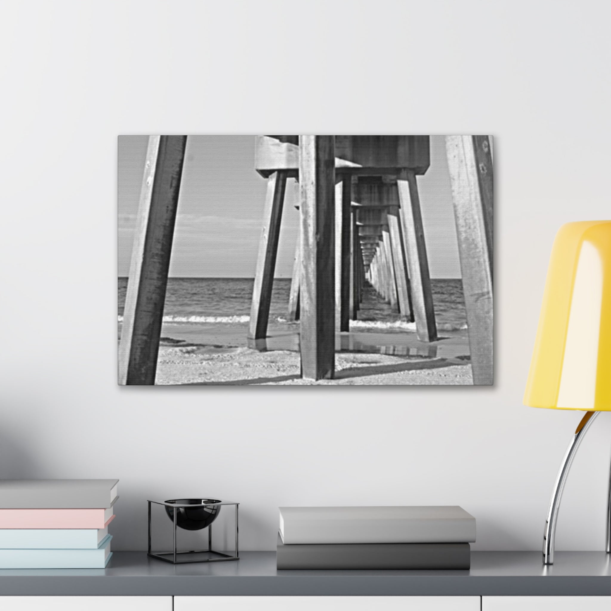 Pier Underboard Black & White Canvas Print