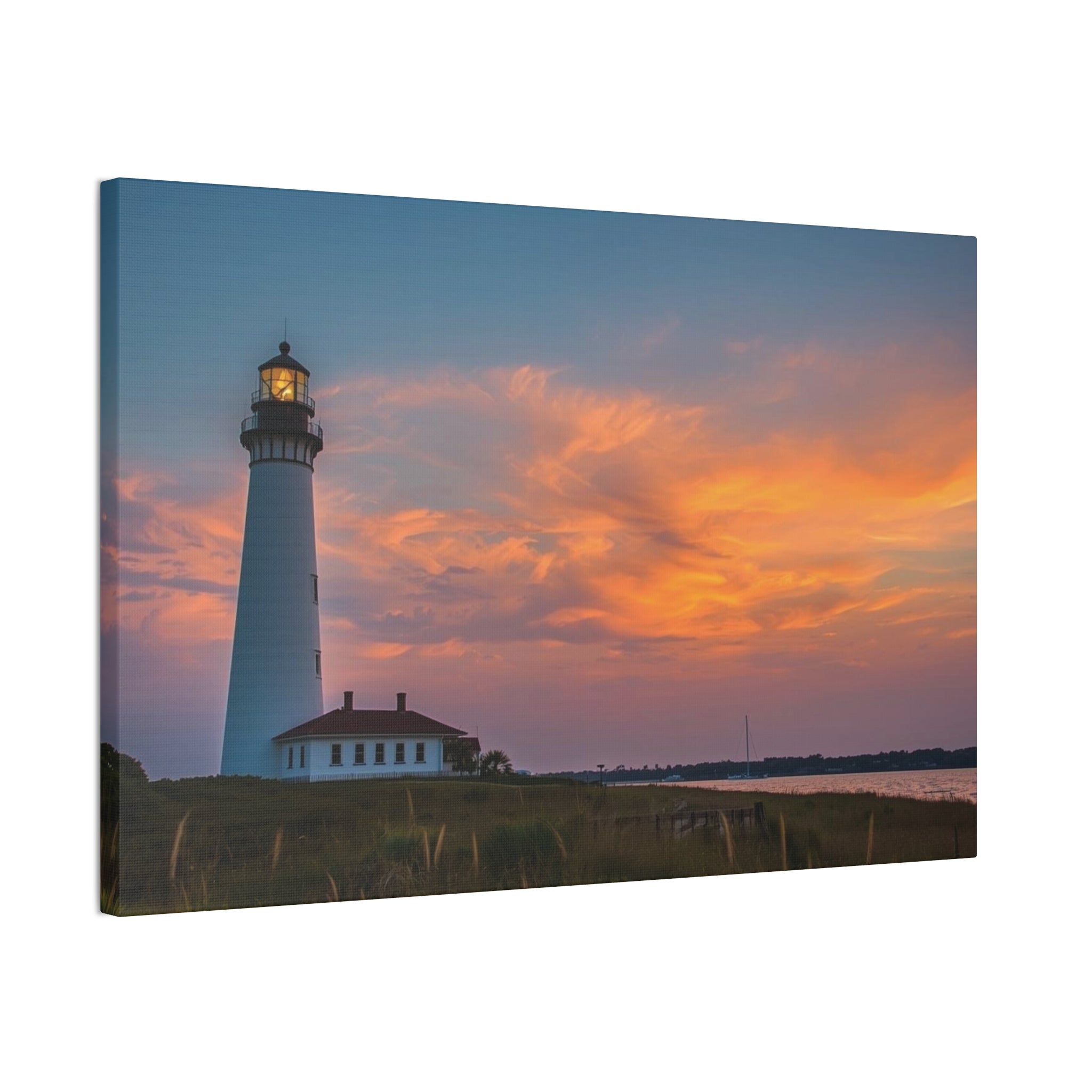 Lighthouse Sunset Canvas Print — Stretched Wall Art