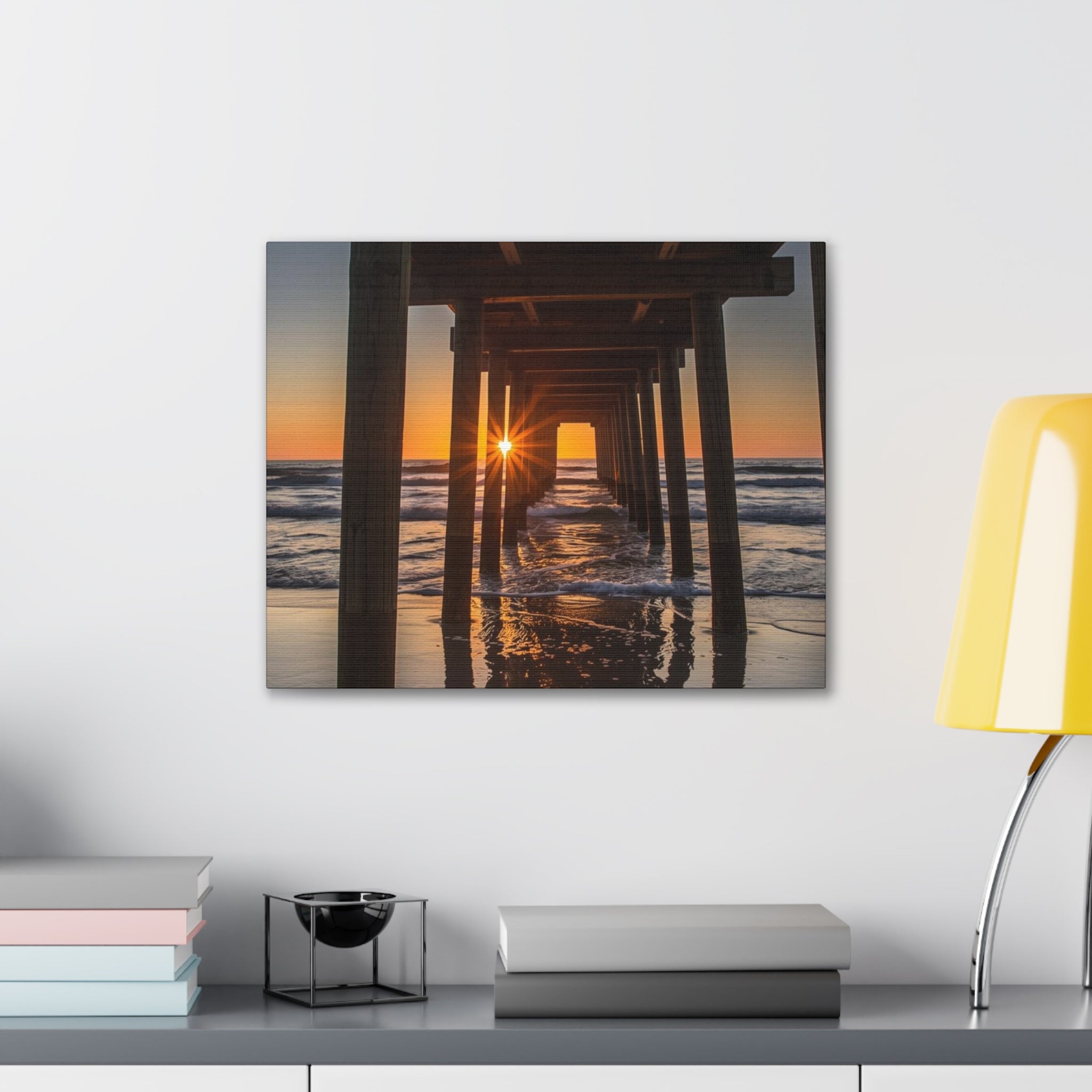 Sunset Pier Canvas Print — Stretched 0.75" Beach Wall Art