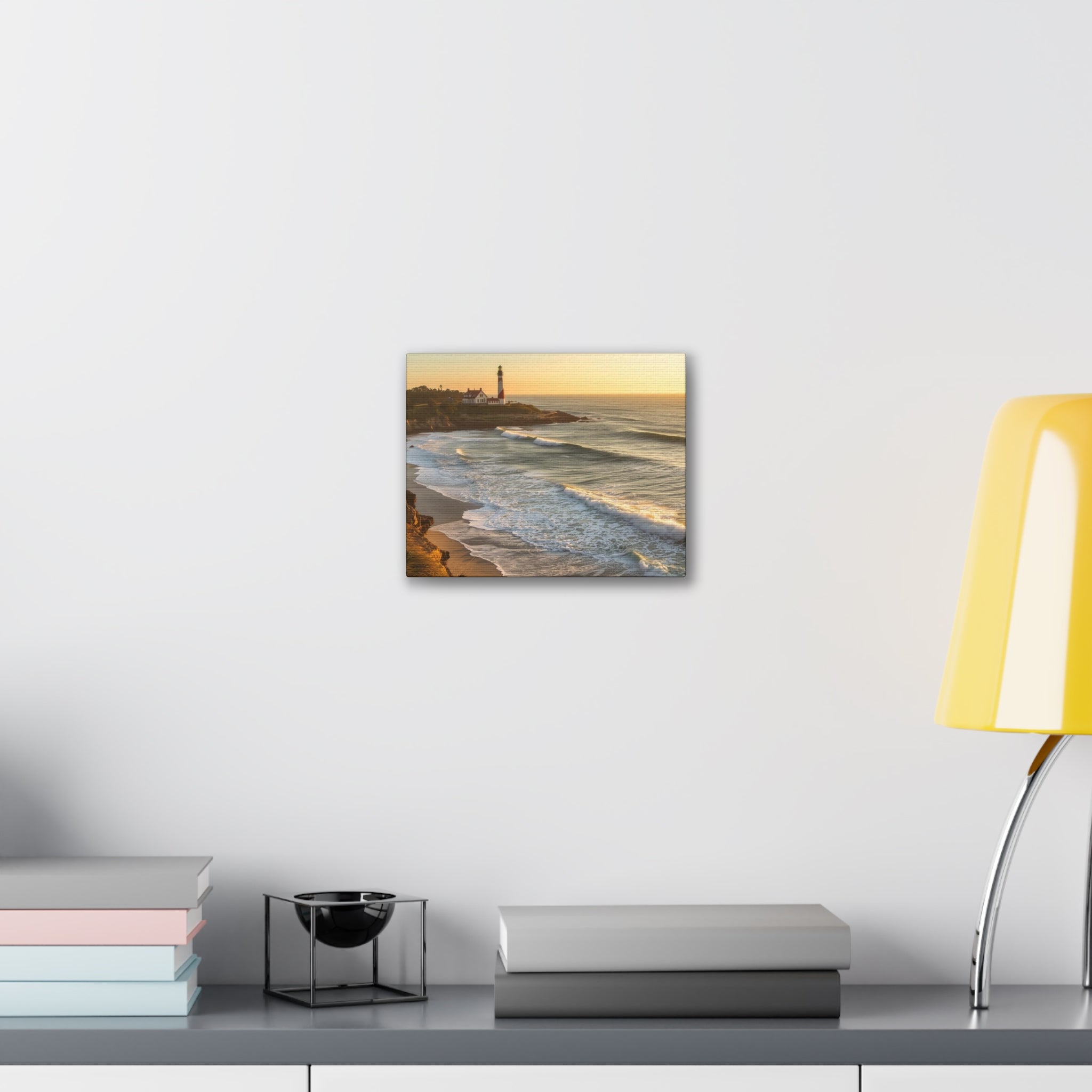 Coastal Lighthouse Sunrise Canvas Wall Art — Ocean Waves Seascape Print