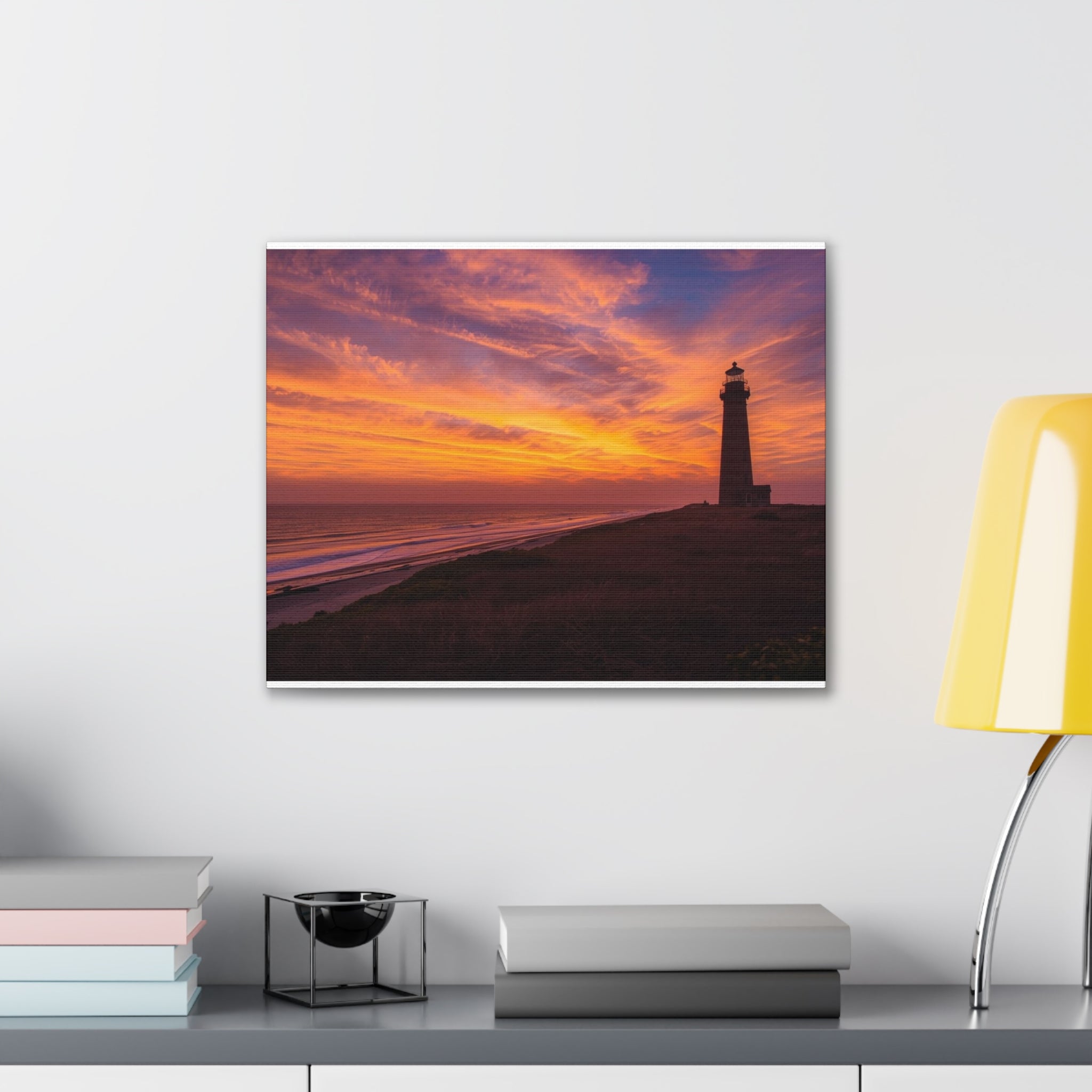 Sunset Lighthouse Canvas Print — Coastal Wall Art
