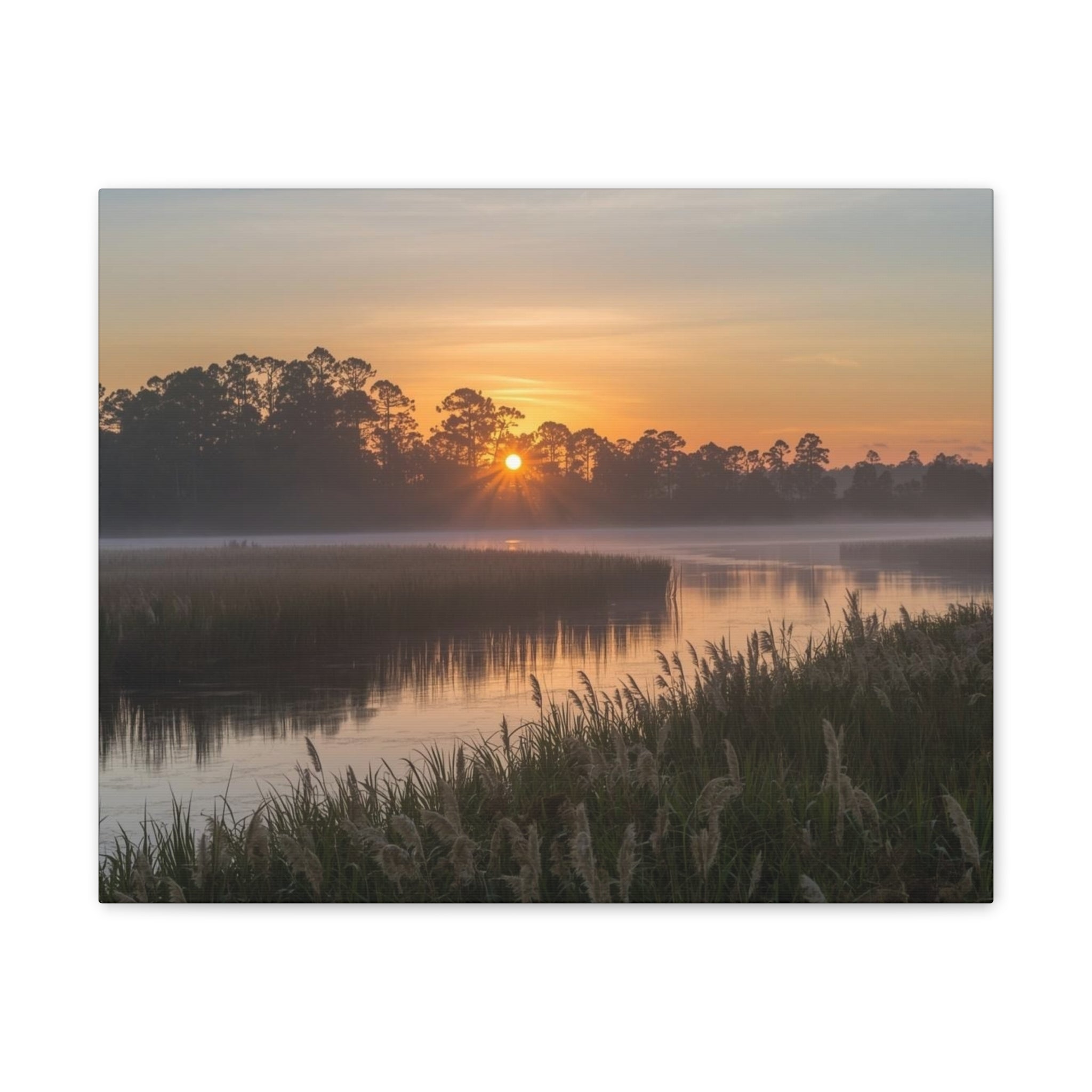 Sunrise Marsh Canvas Print — Tranquil Wetlands Wall Art