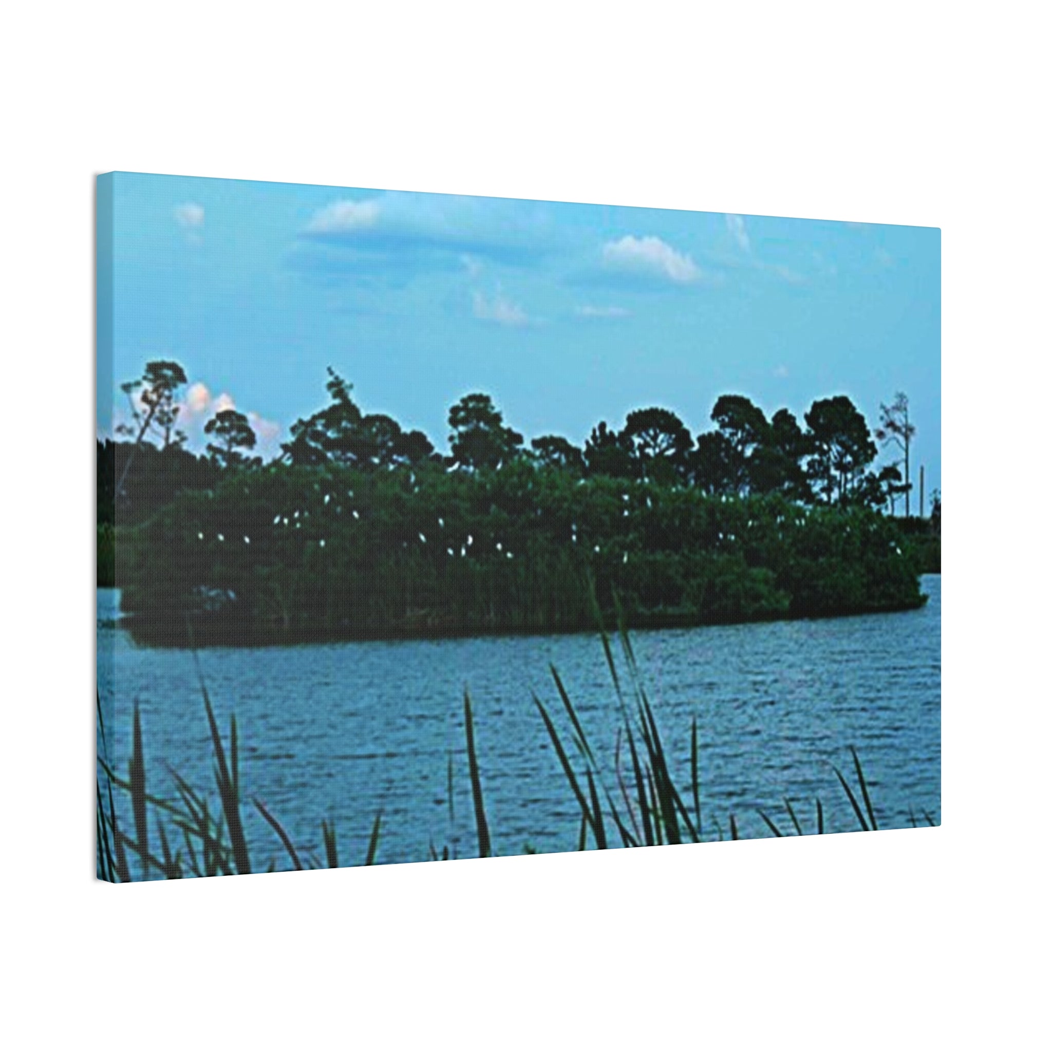 Seaside Marshscape Canvas Print — Tranquil Blue Wetland Wall Art