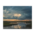 Stormy Marshland Sunset Canvas