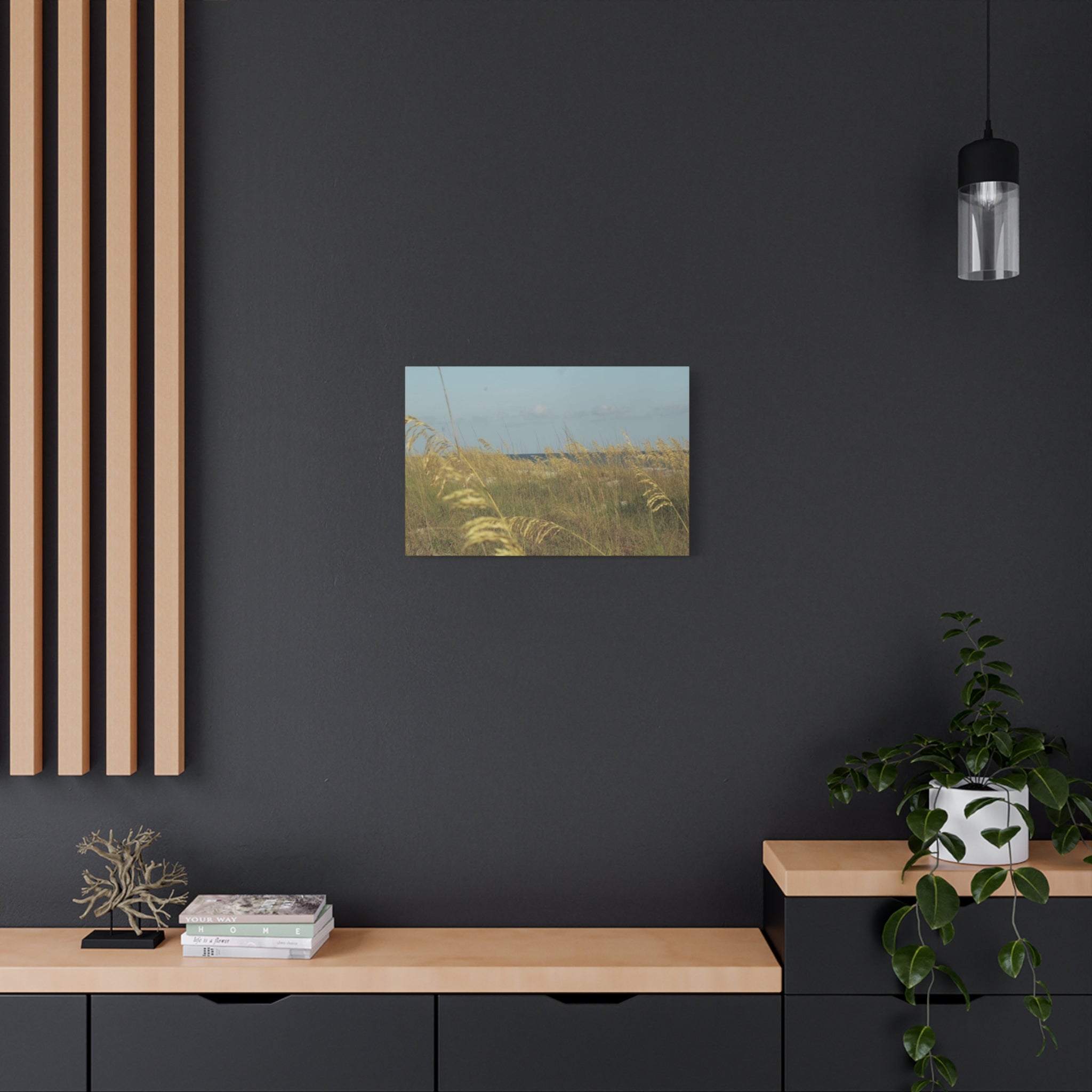 Coastal Sea Oats Canvas Wall Art – Beach Landscape Matte Stretched Canvas