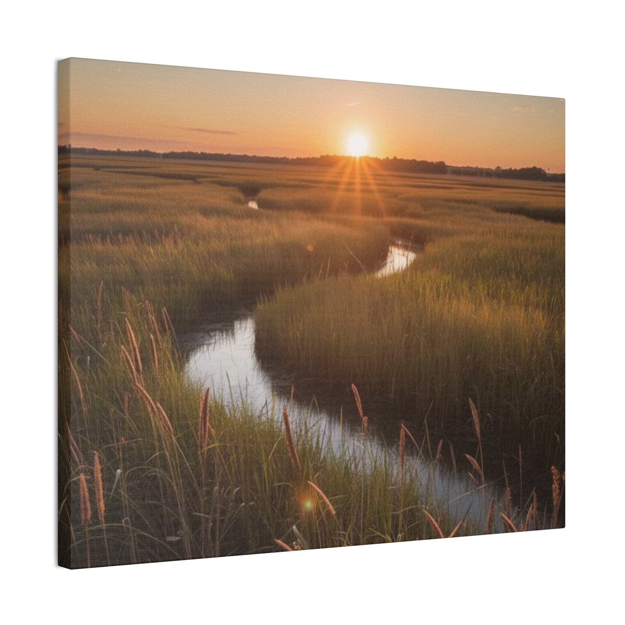 Sunset Marsh Canvas Print — Serene Coastal Landscape Wall Art
