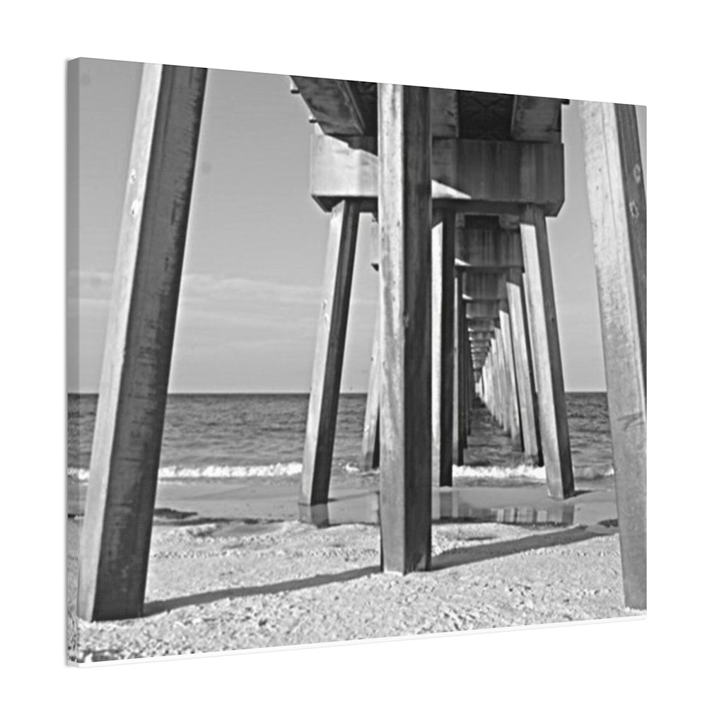 Pier Underboard Black & White Canvas Print