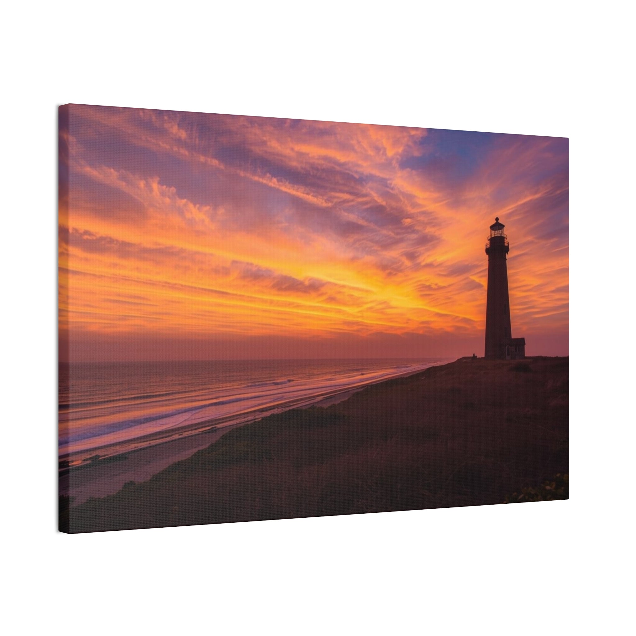Sunset Lighthouse Canvas Print — Coastal Wall Art