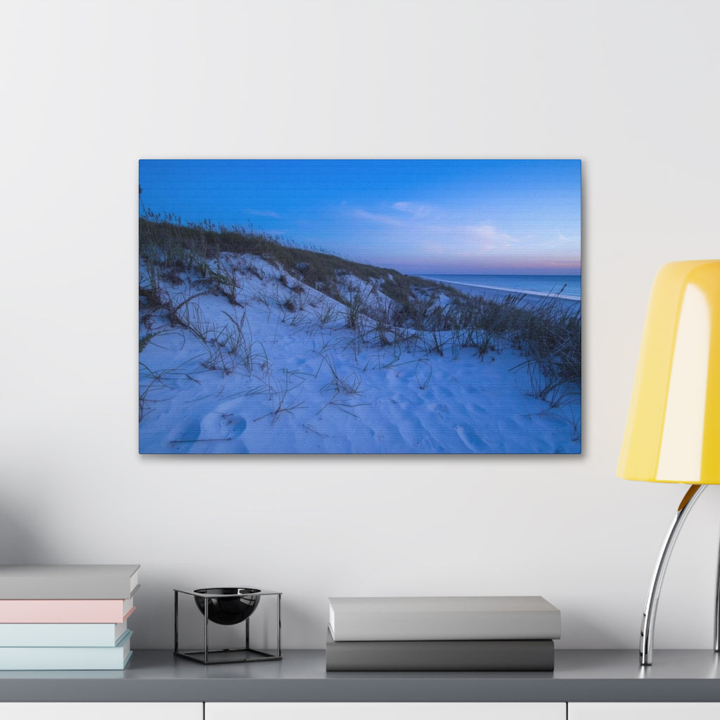 Blue Dune Beach Canvas Print — Serene Coastal Wall Art