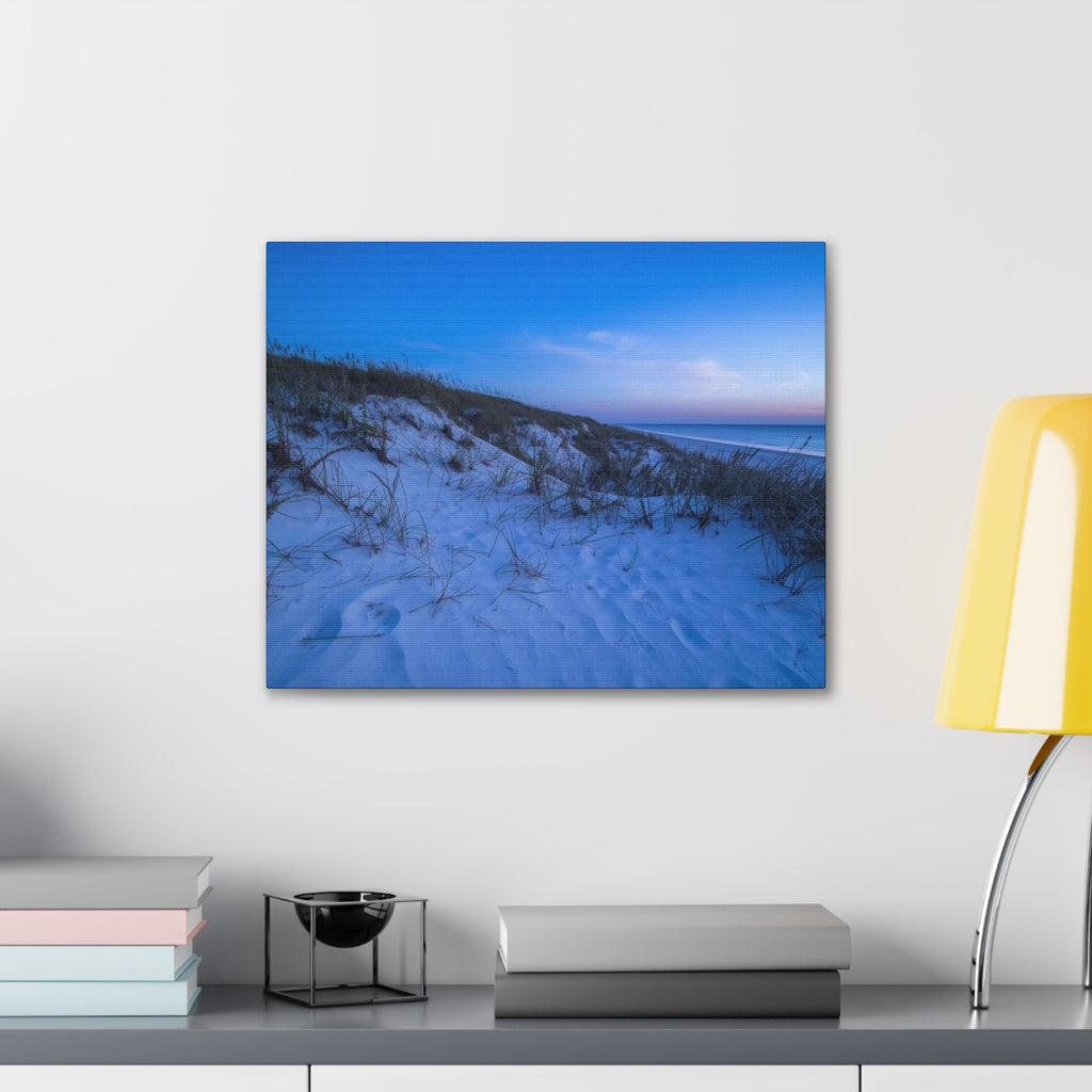 Blue Dune Beach Canvas Print — Serene Coastal Wall Art