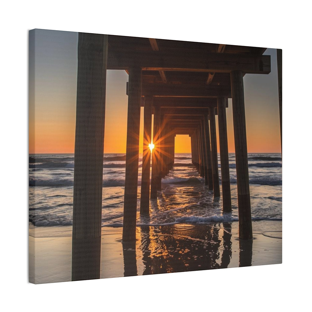 Sunset Pier Canvas Print — Stretched 0.75" Beach Wall Art