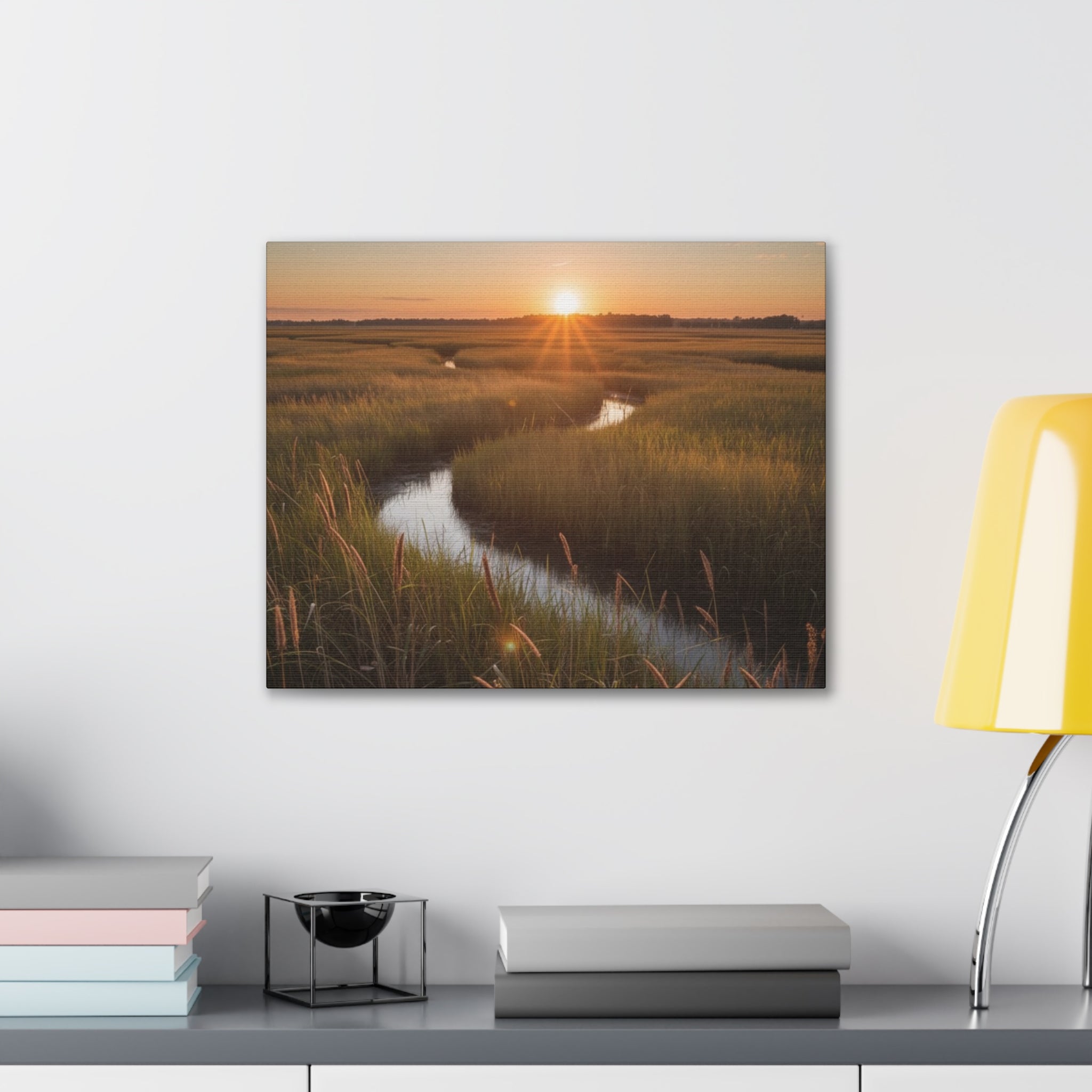 Sunset Marsh Canvas Print — Serene Coastal Landscape Wall Art