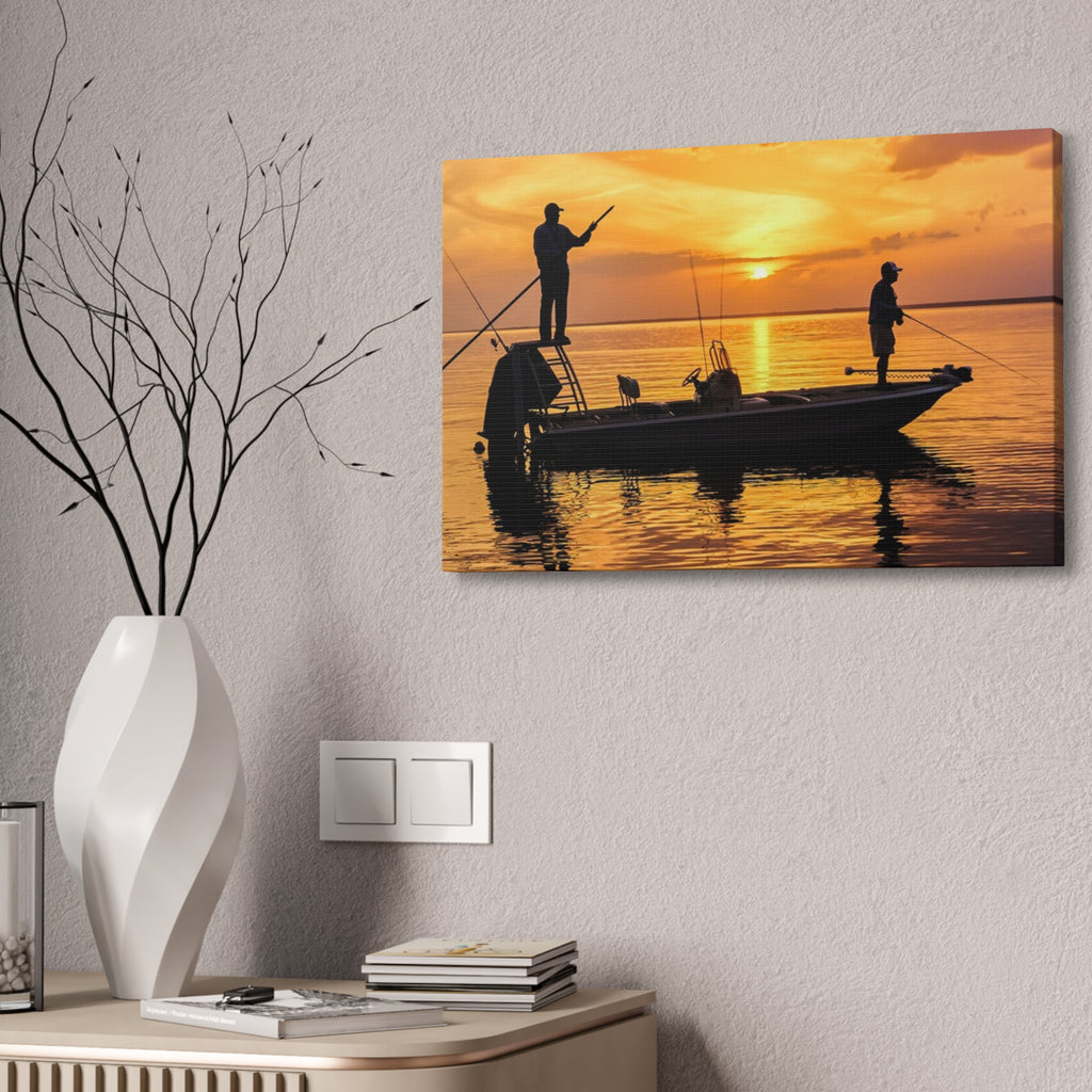 Sunset Fishing Canvas Print – Stretched 1.5" Wall Art