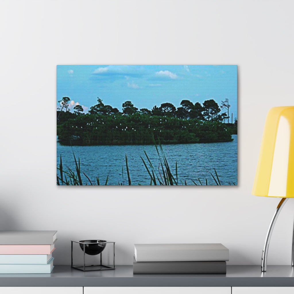 Seaside Marshscape Canvas Print — Tranquil Blue Wetland Wall Art