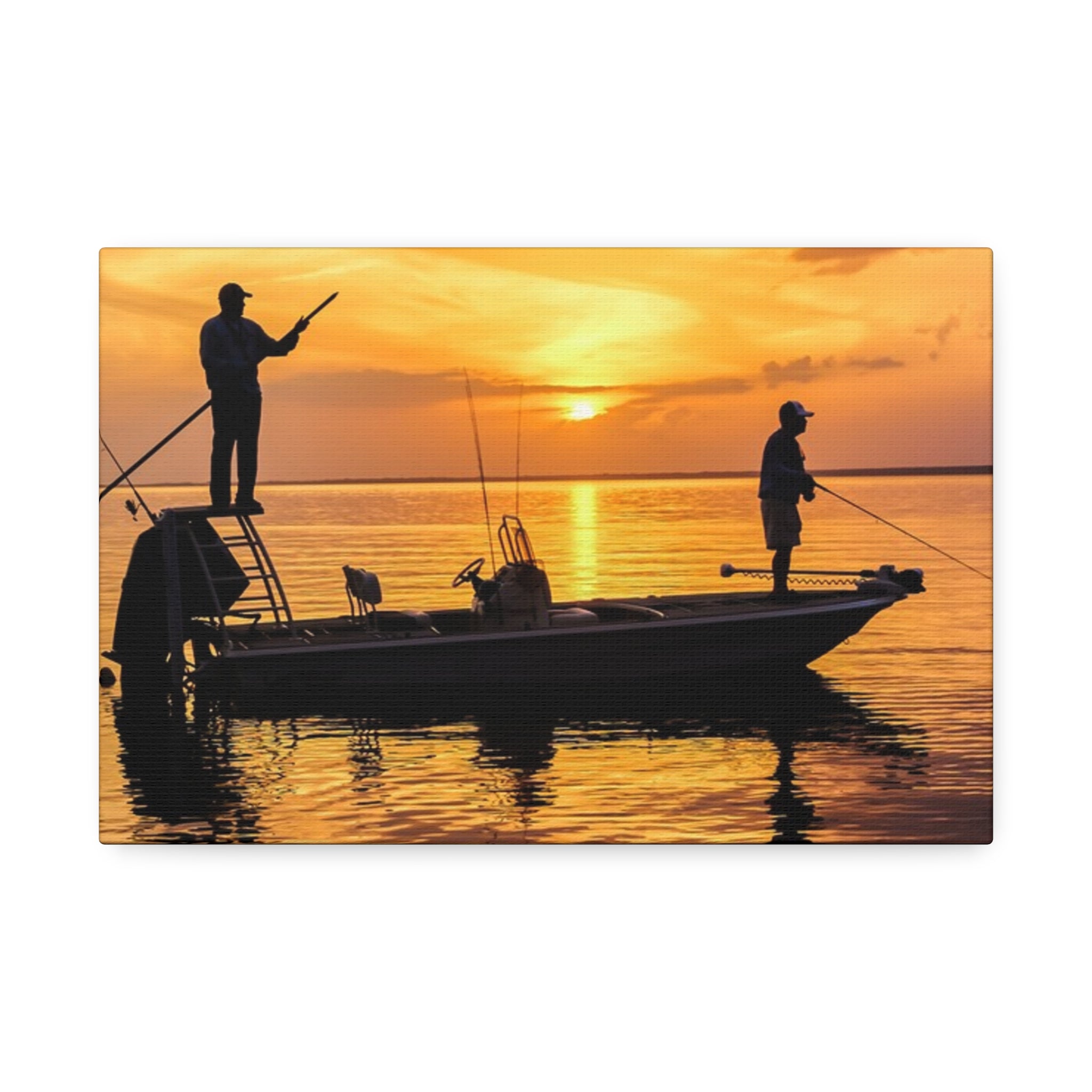 Sunset Fishing Canvas Print – Stretched 1.5" Wall Art
