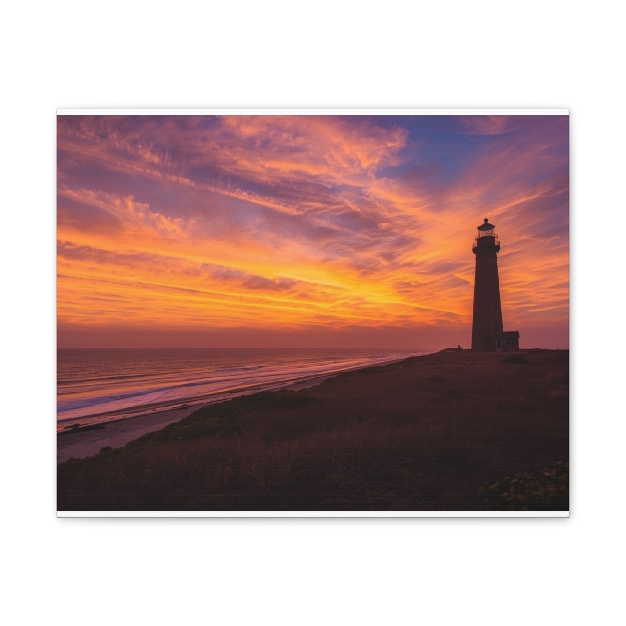 Sunset Lighthouse Canvas Print — Coastal Wall Art