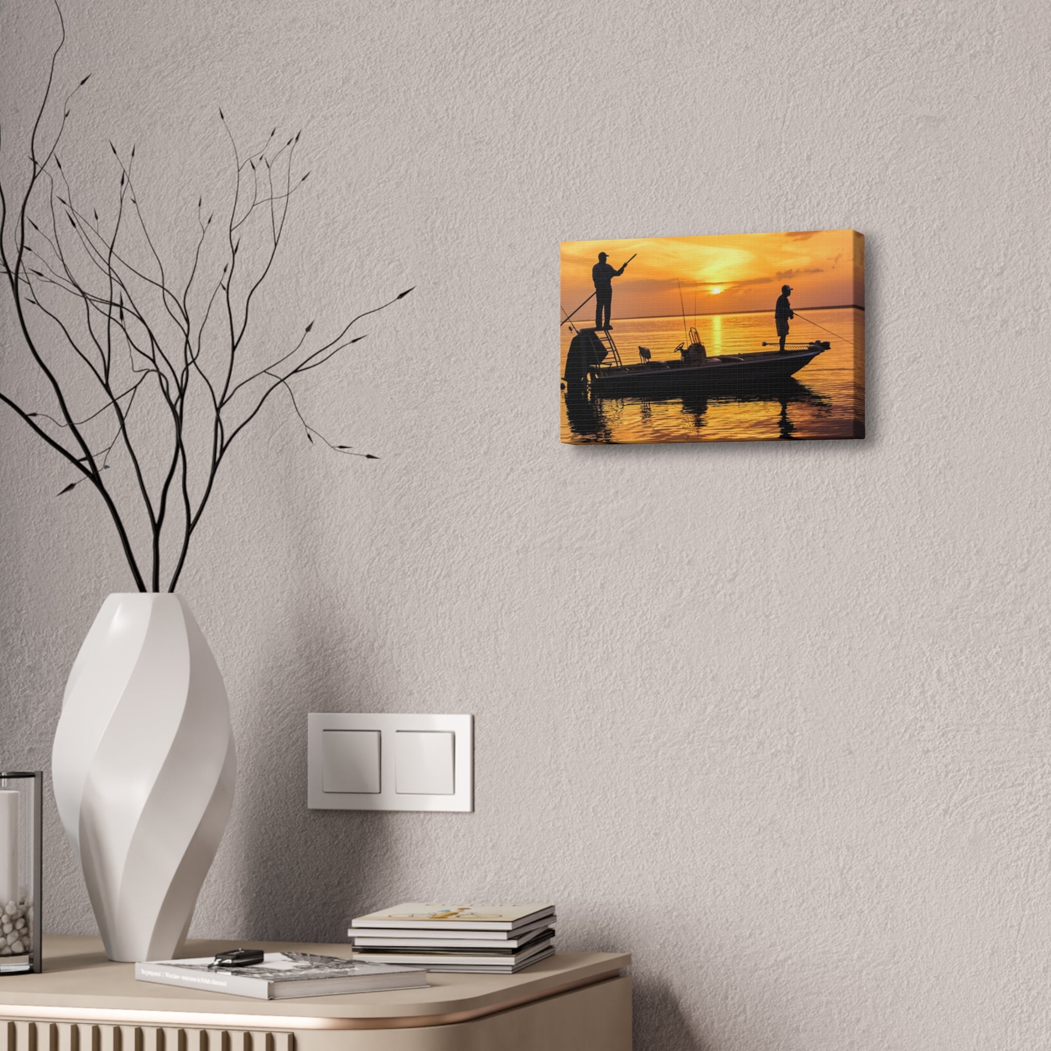 Sunset Fishing Canvas Print – Stretched 1.5" Wall Art