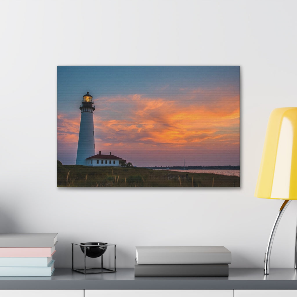 Lighthouse Sunset Canvas Print — Stretched Wall Art