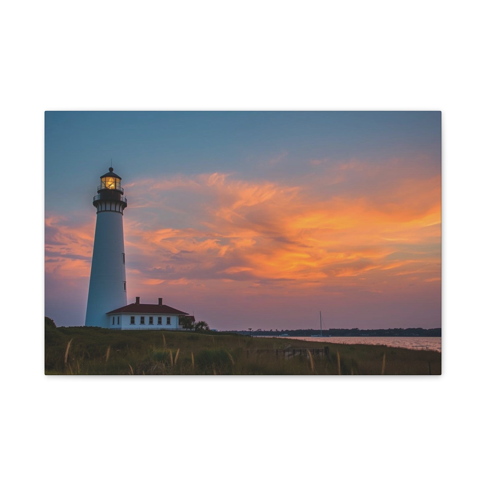 Lighthouse Sunset Canvas Print — Stretched Wall Art