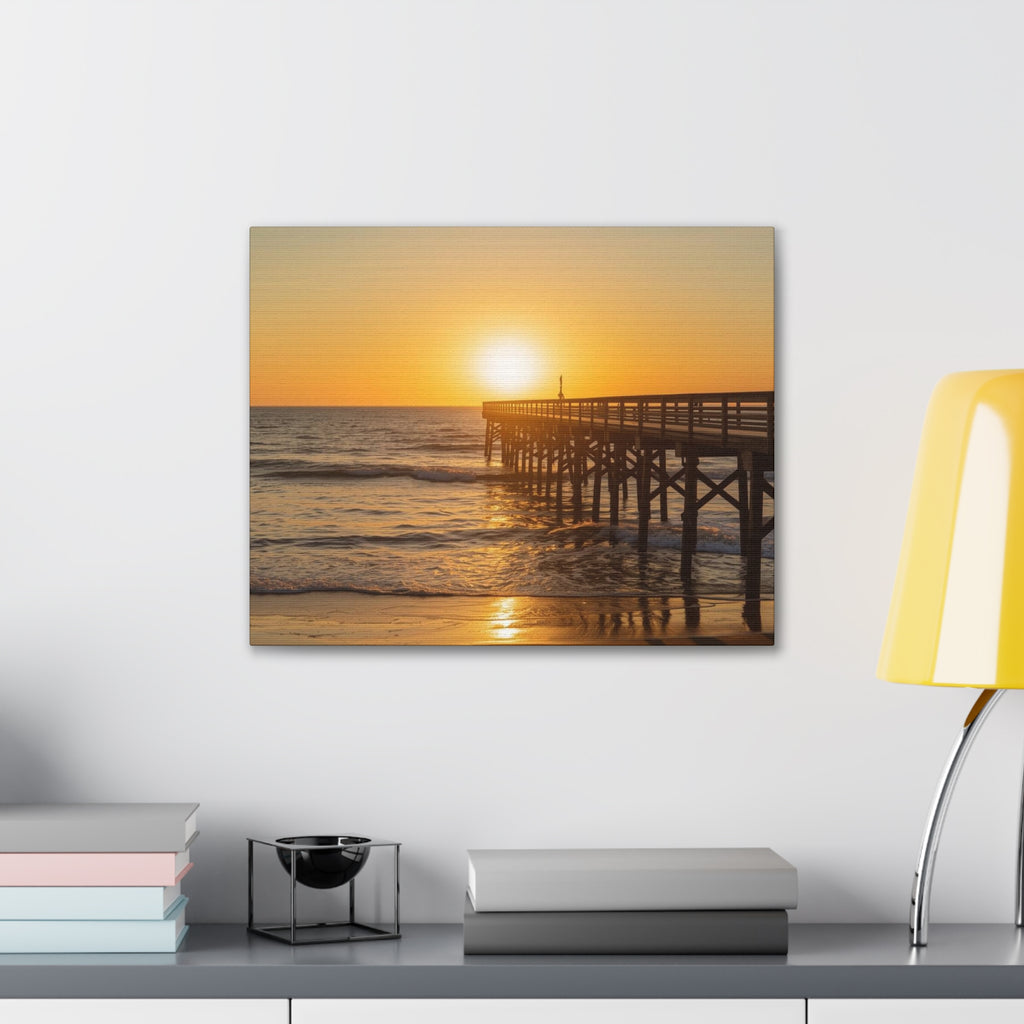 Sunset Pier Canvas Wall Art - Stretched 0.75"