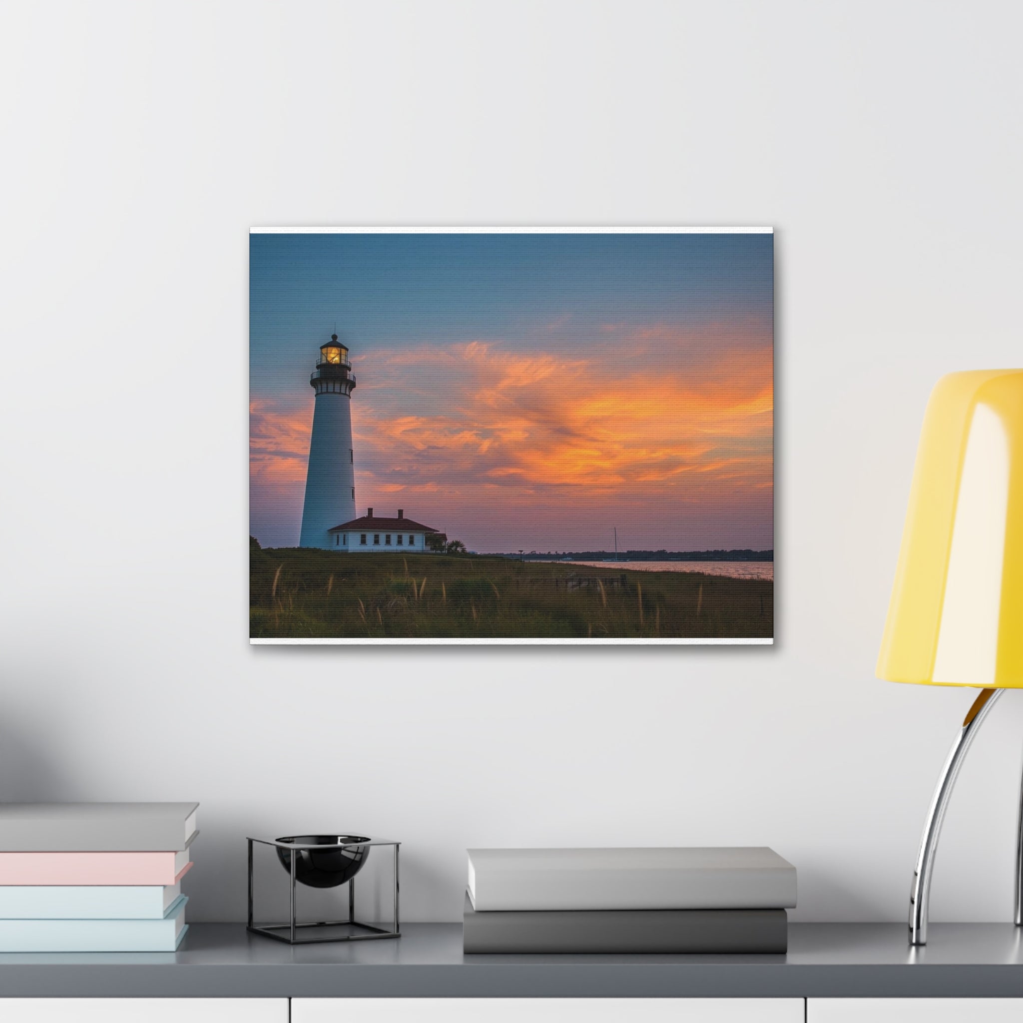 Lighthouse Sunset Canvas Print — Stretched Wall Art