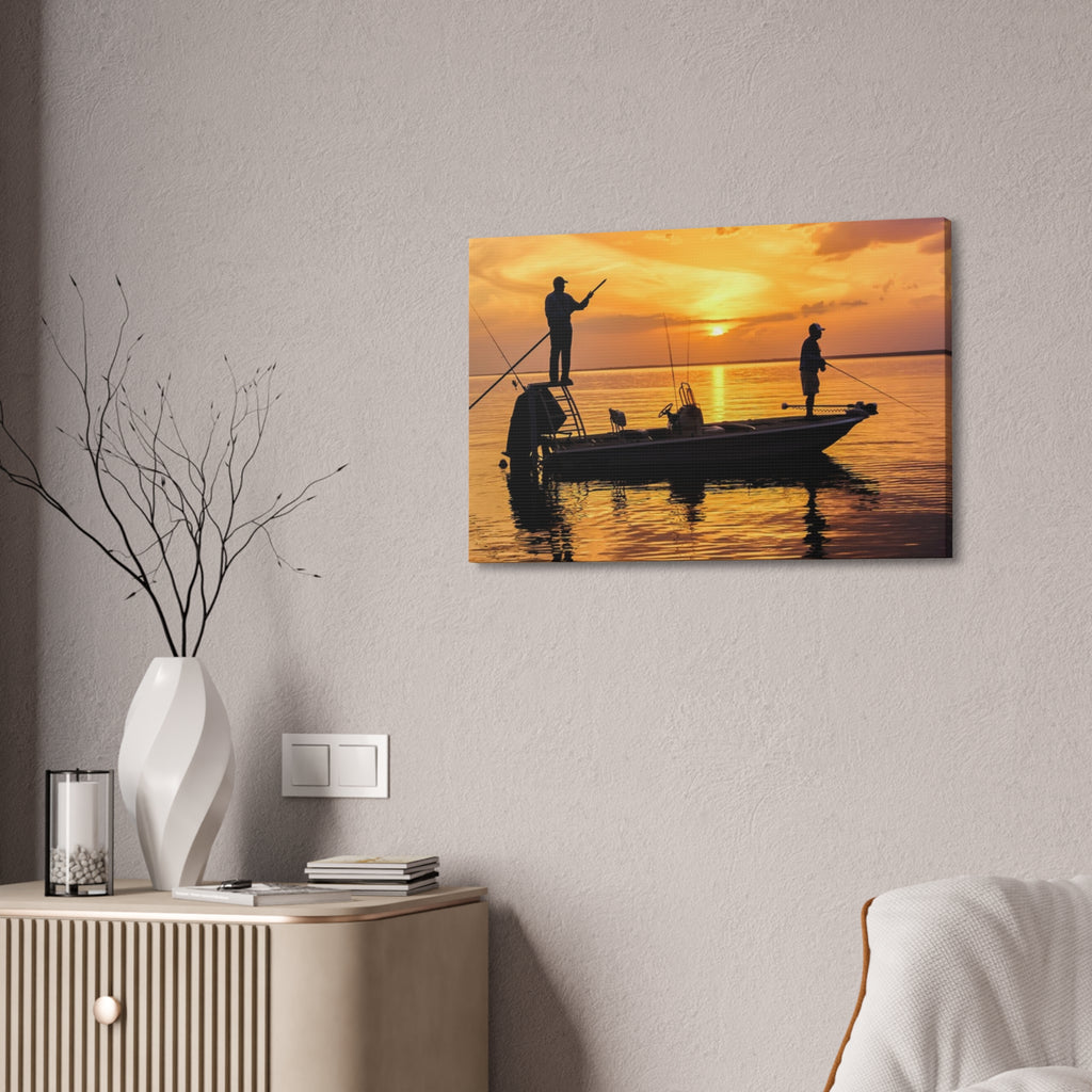 Sunset Fishing Canvas Print – Stretched 1.5" Wall Art