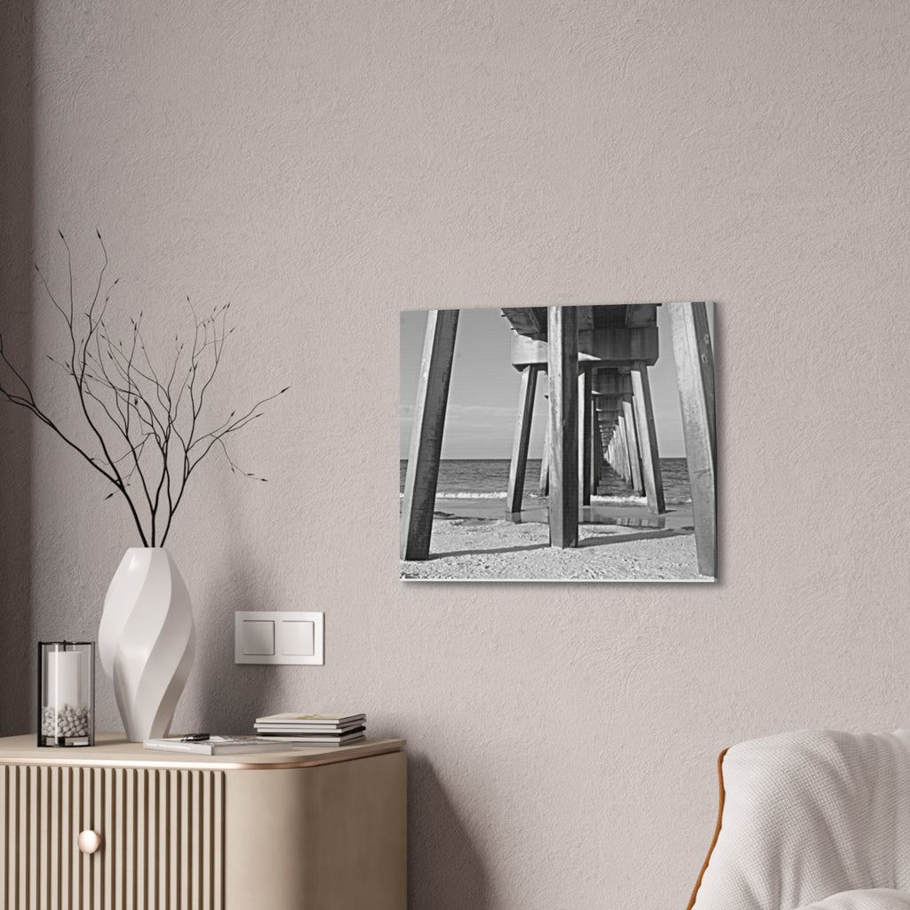 Pier Underboard Black & White Canvas Print
