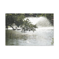Lake Fountain Matte Canvas Print — Serene Water Garden Wall Art, Stretched 1.25"