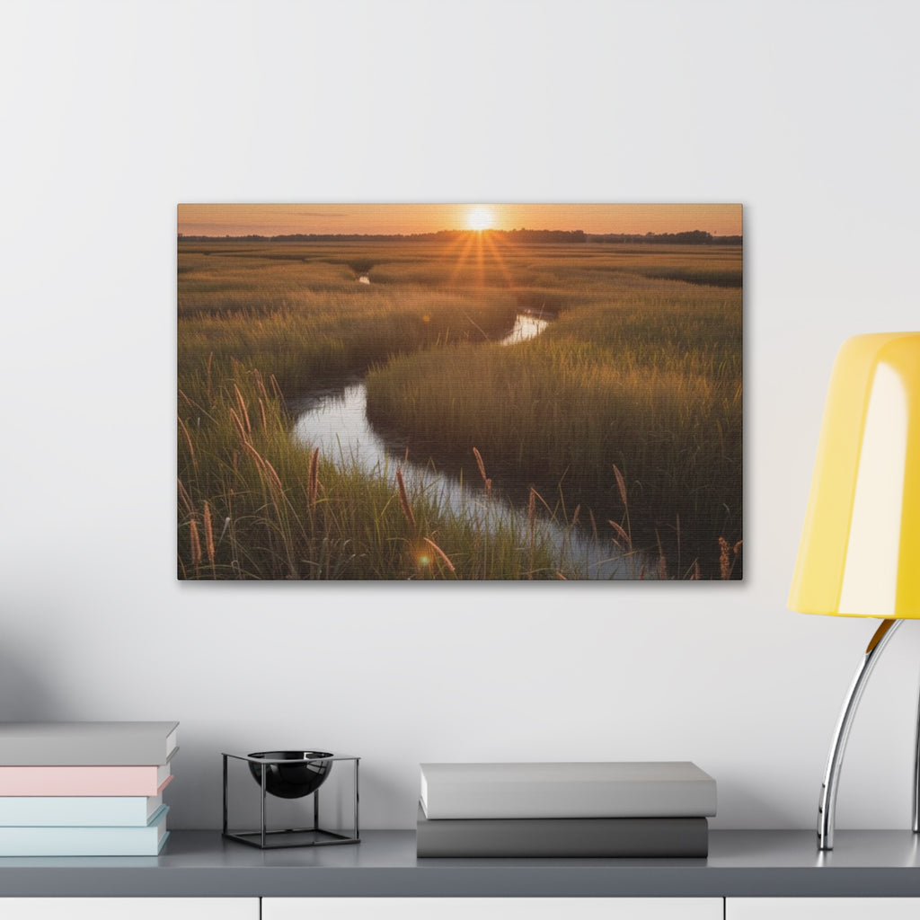 Sunset Marsh Canvas Print — Serene Coastal Landscape Wall Art