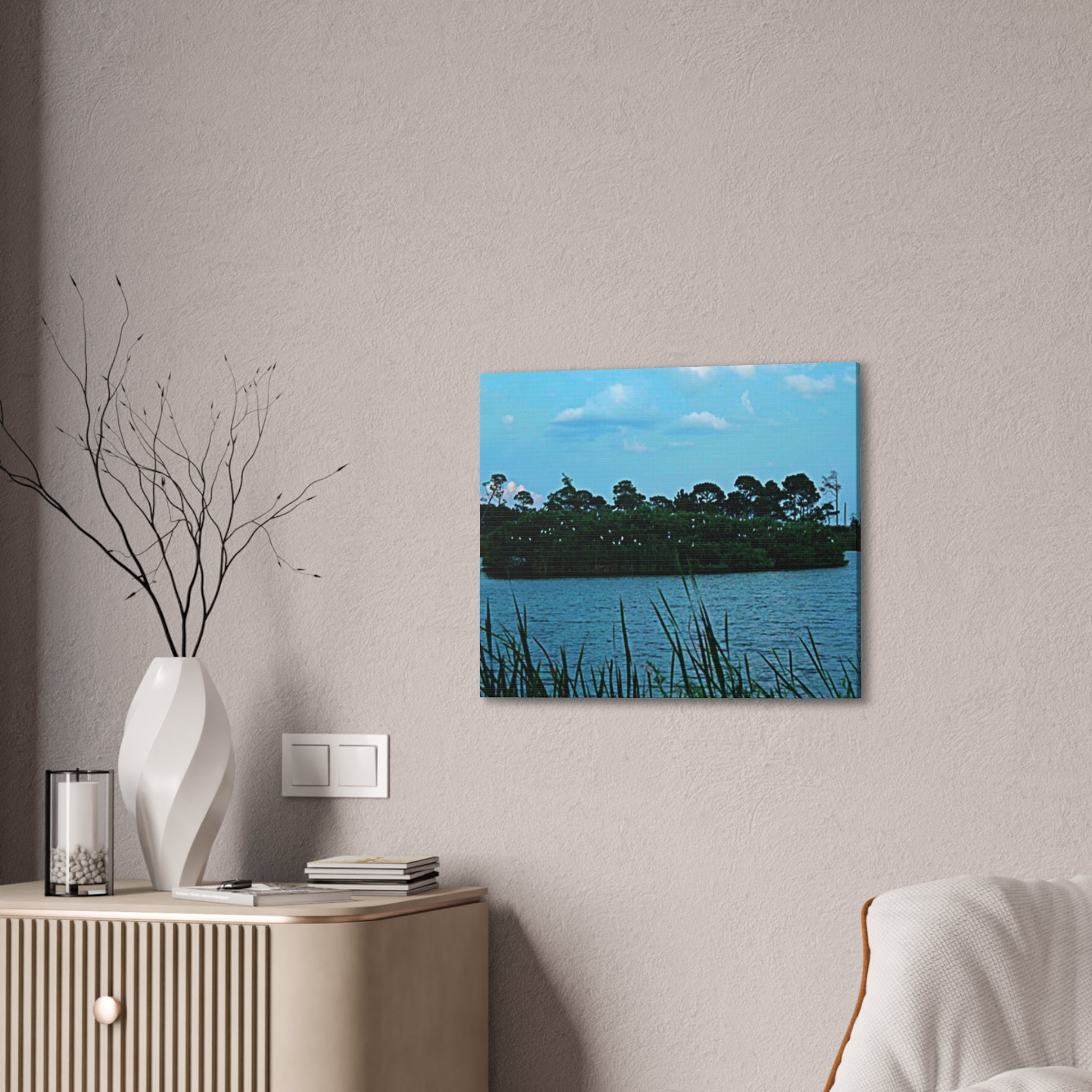 Seaside Marshscape Canvas Print — Tranquil Blue Wetland Wall Art
