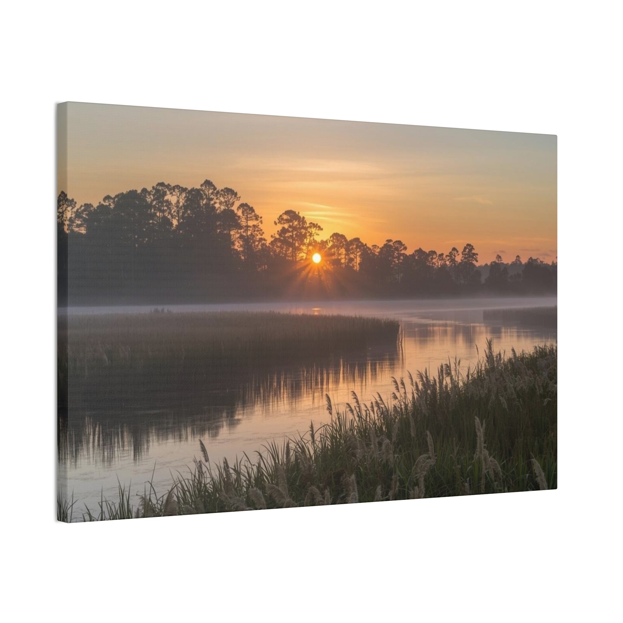 Sunrise Marsh Canvas Print — Tranquil Wetlands Wall Art