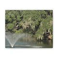Lake Fountain Canvas Wall Art — Mossy Oak Trees & Fountain Stretched Canvas