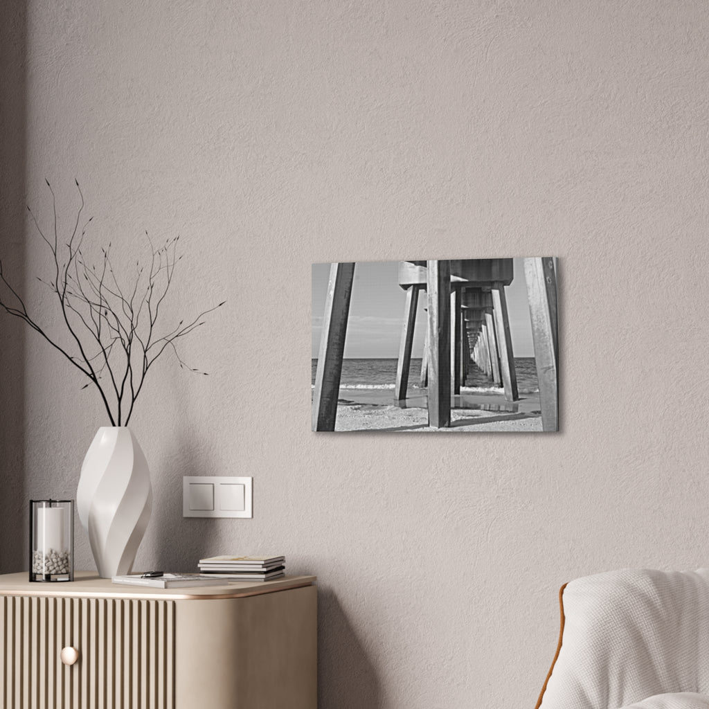 Pier Underboard Black & White Canvas Print