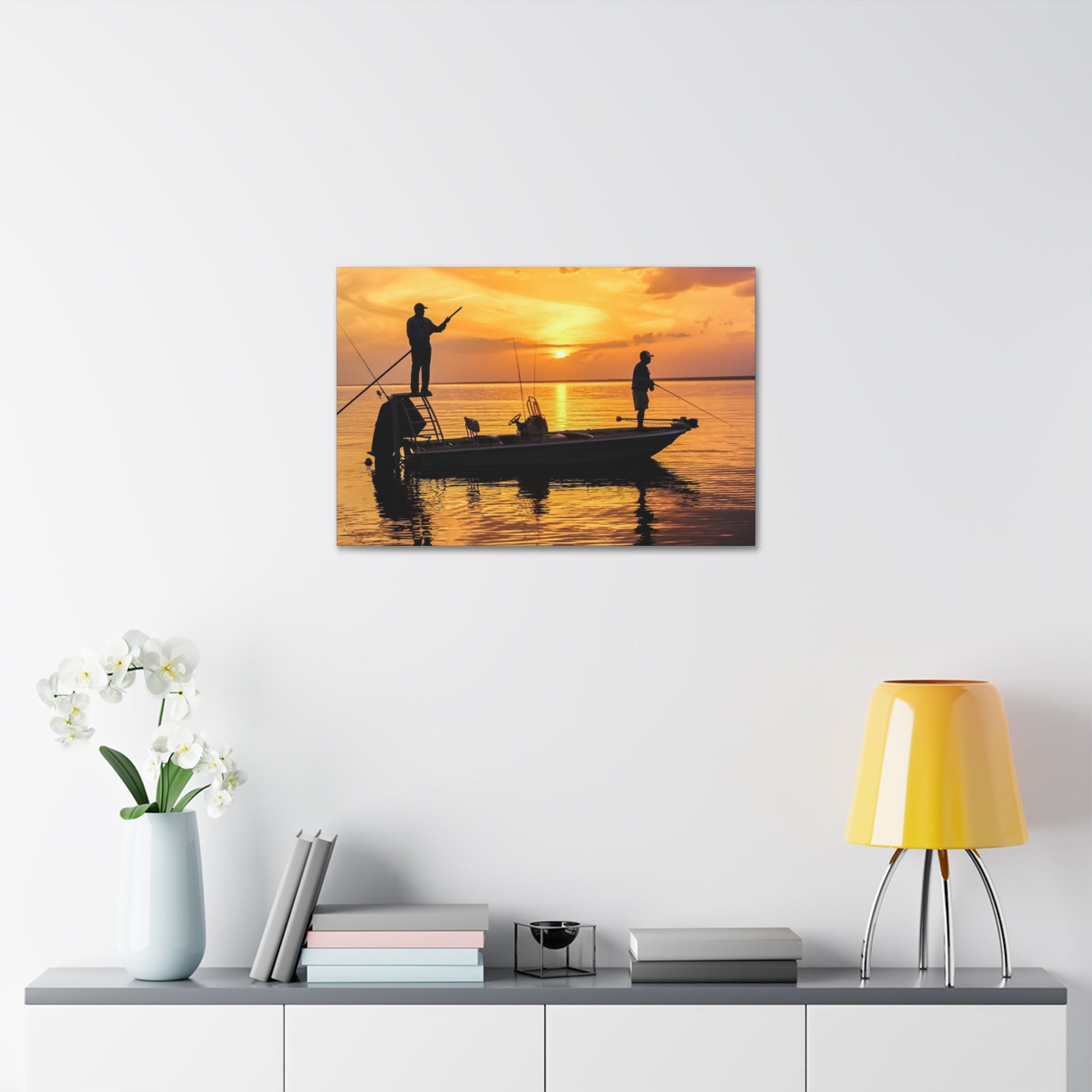 Sunset Fishing Canvas Print – Stretched 1.5" Wall Art