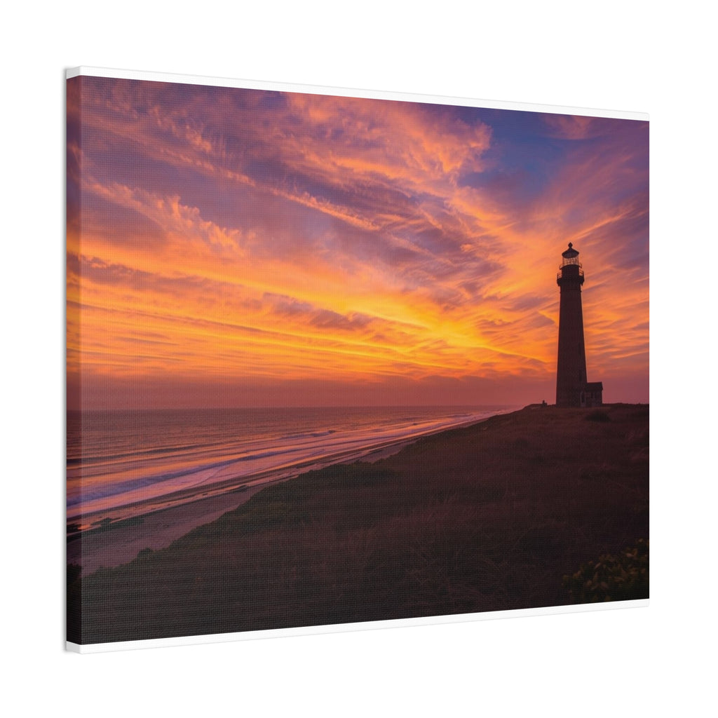 Sunset Lighthouse Canvas Print — Coastal Wall Art