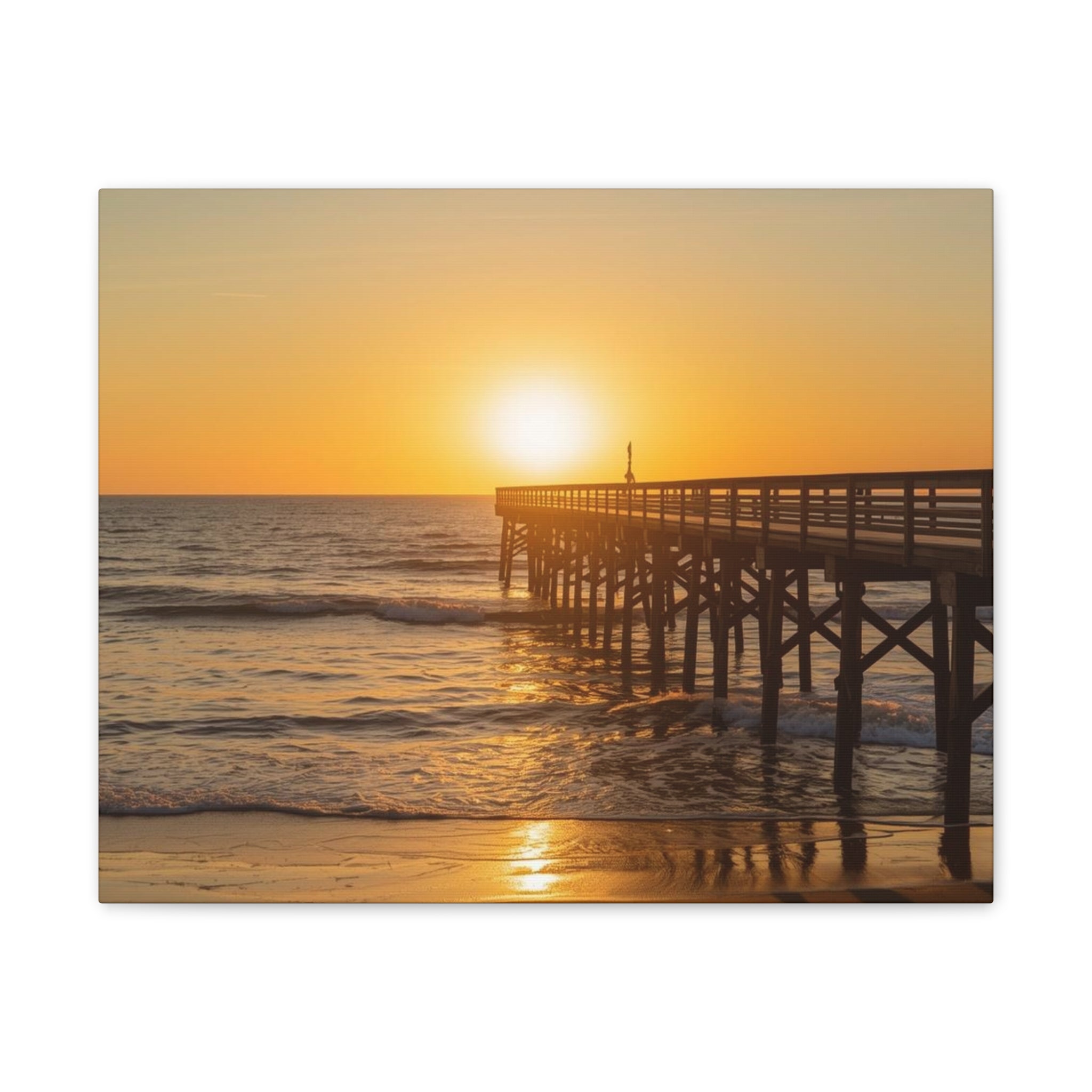 Sunset Pier Canvas Wall Art - Stretched 0.75"
