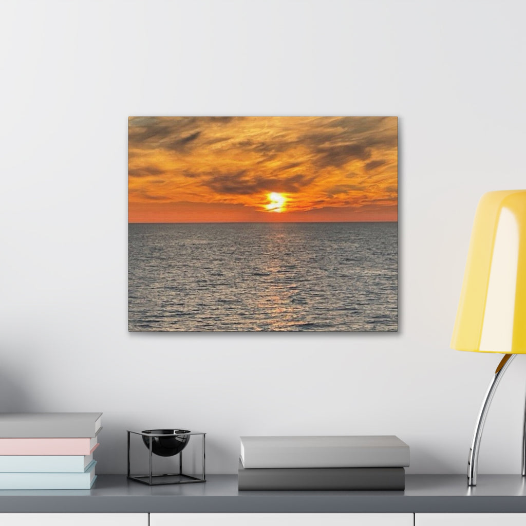 Sunset Over Ocean Canvas Print — Coastal Wall Art