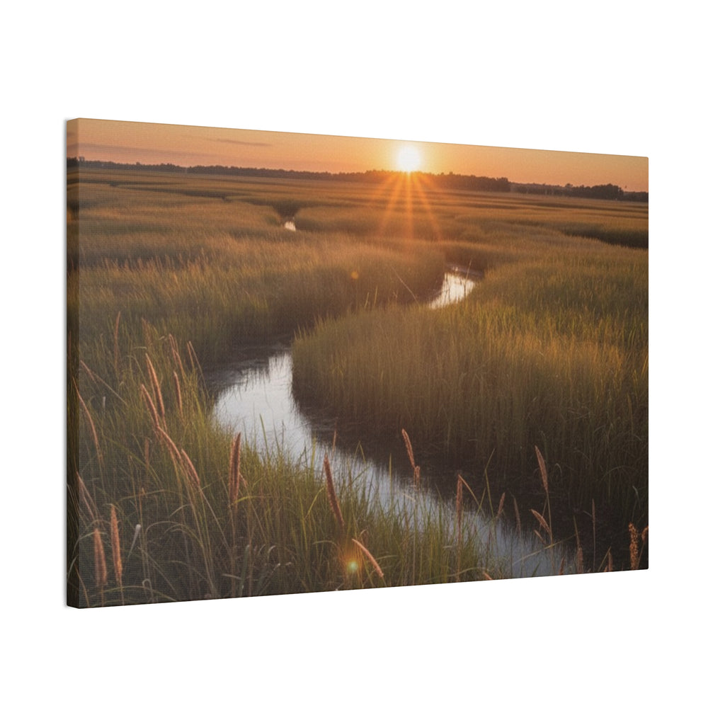 Sunset Marsh Canvas Print — Serene Coastal Landscape Wall Art
